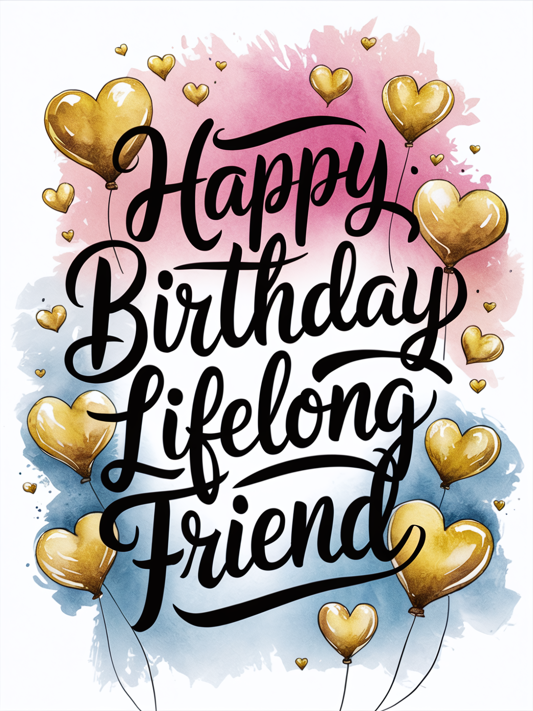 Happy Birthday Lifelong Friend Watercolor Card