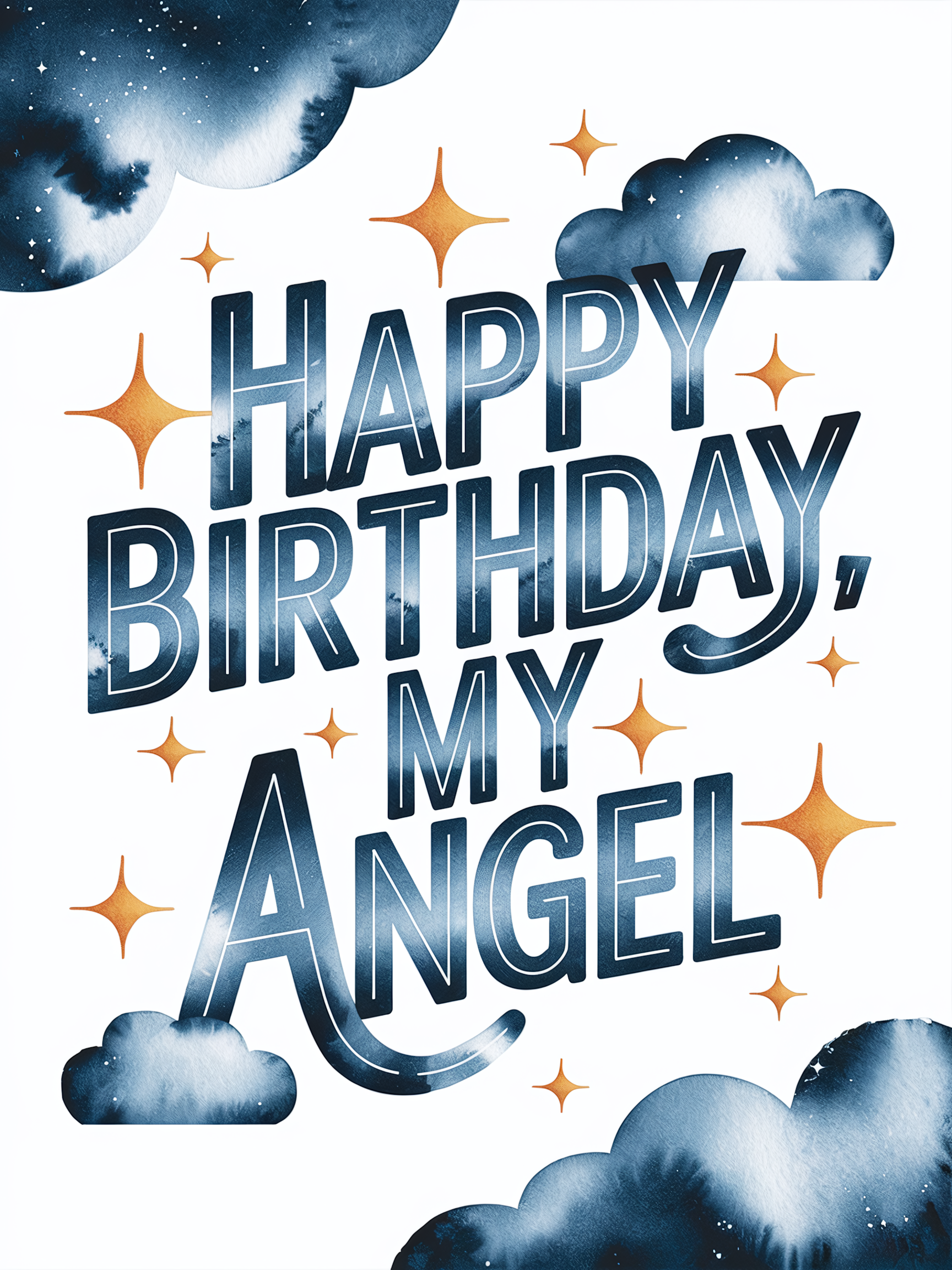 Happy Birthday My Angel Watercolor Greeting Card