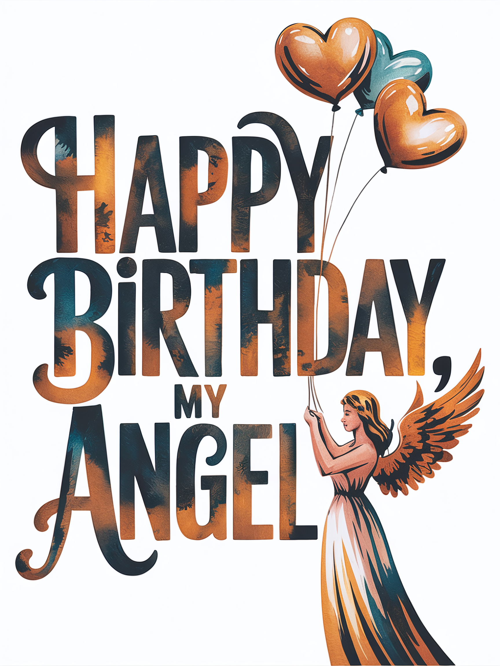 Happy Birthday Angel Watercolor Greeting Card