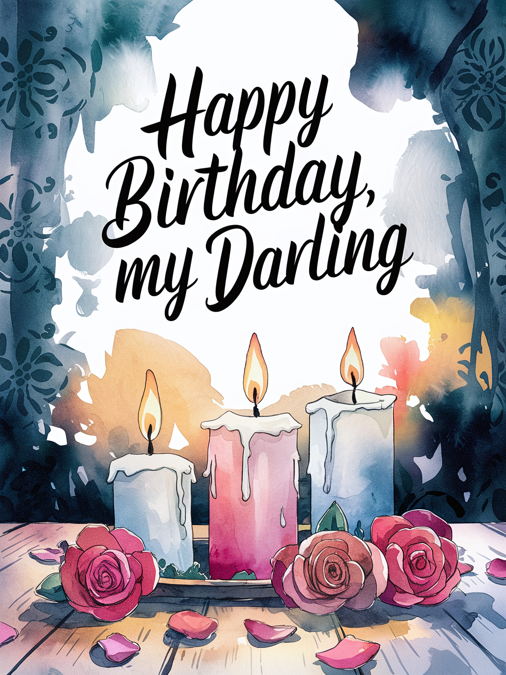 Free Download Romantic Birthday Cake with Rose