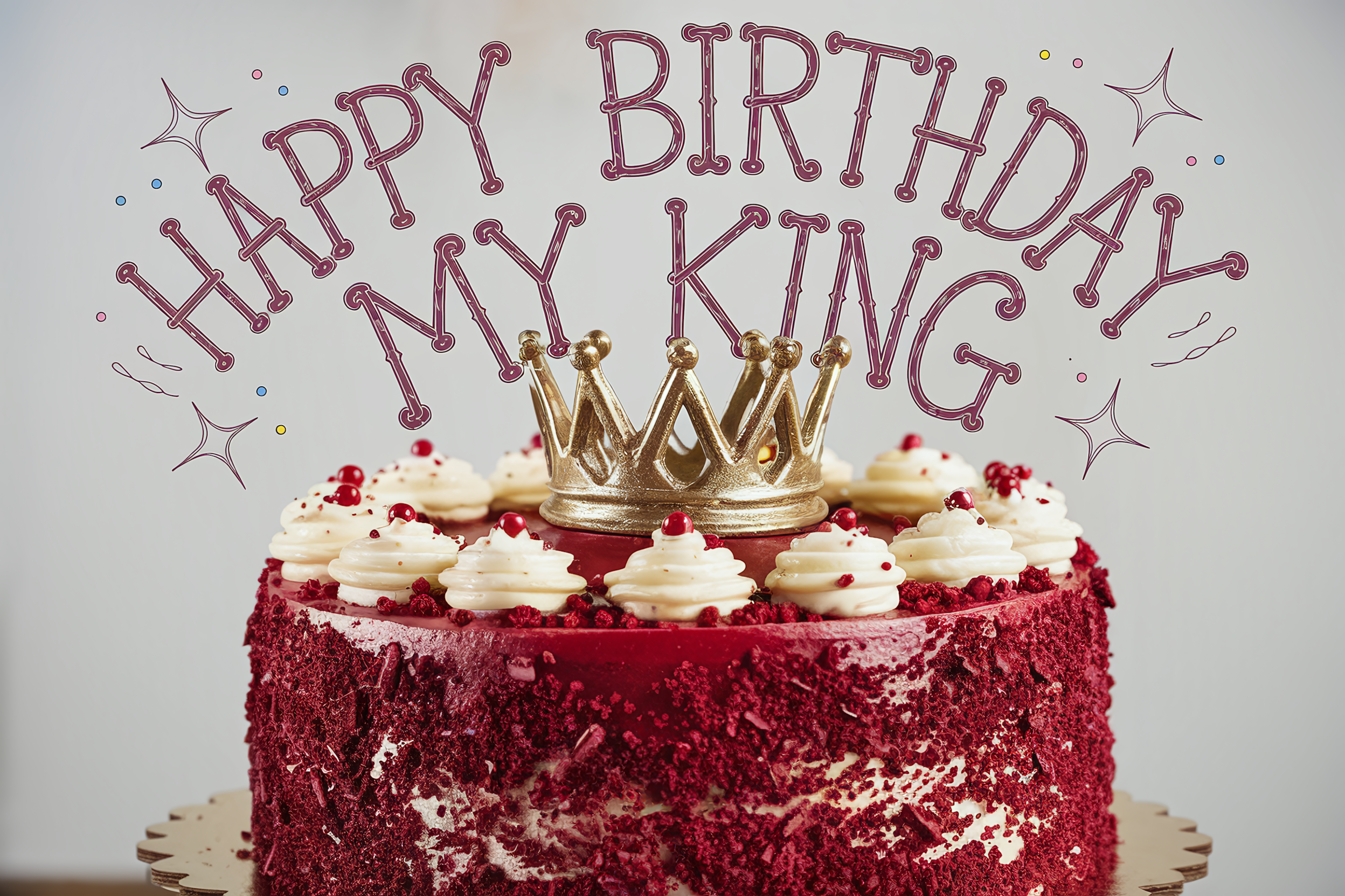 Happy Birthday My King Red Velvet Cake