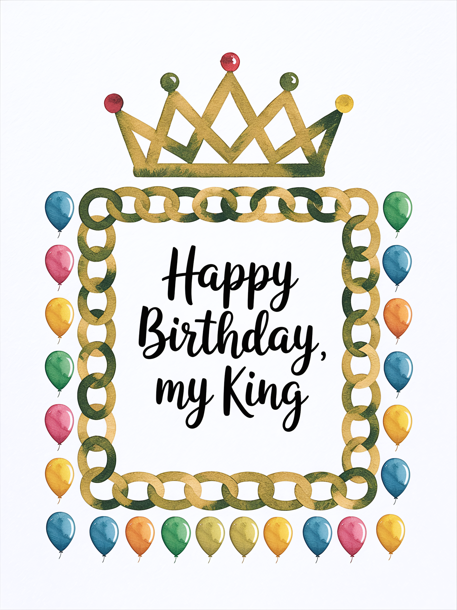 Watercolor Happy Birthday King Illustration