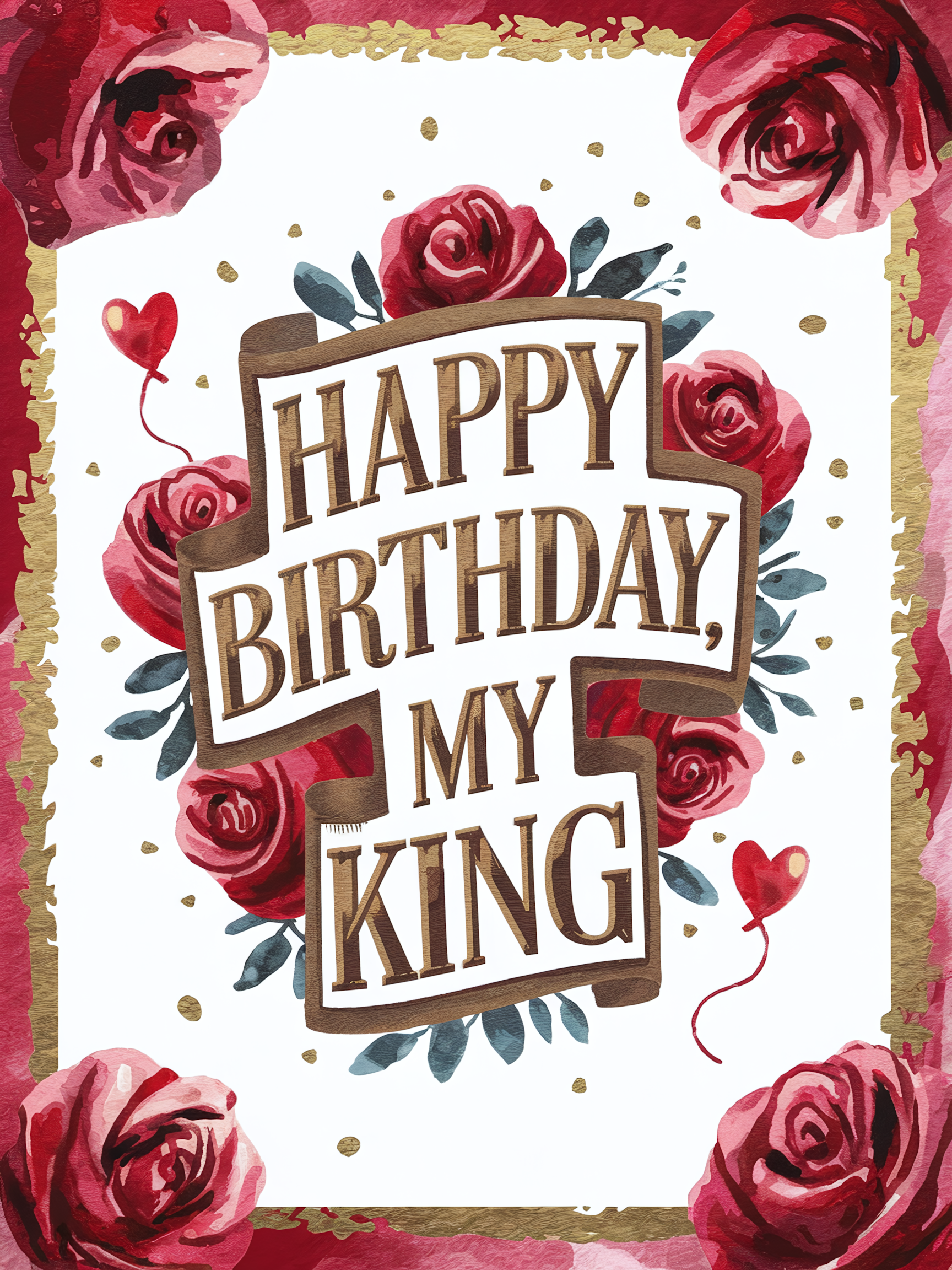 Watercolor Happy Birthday My King Card