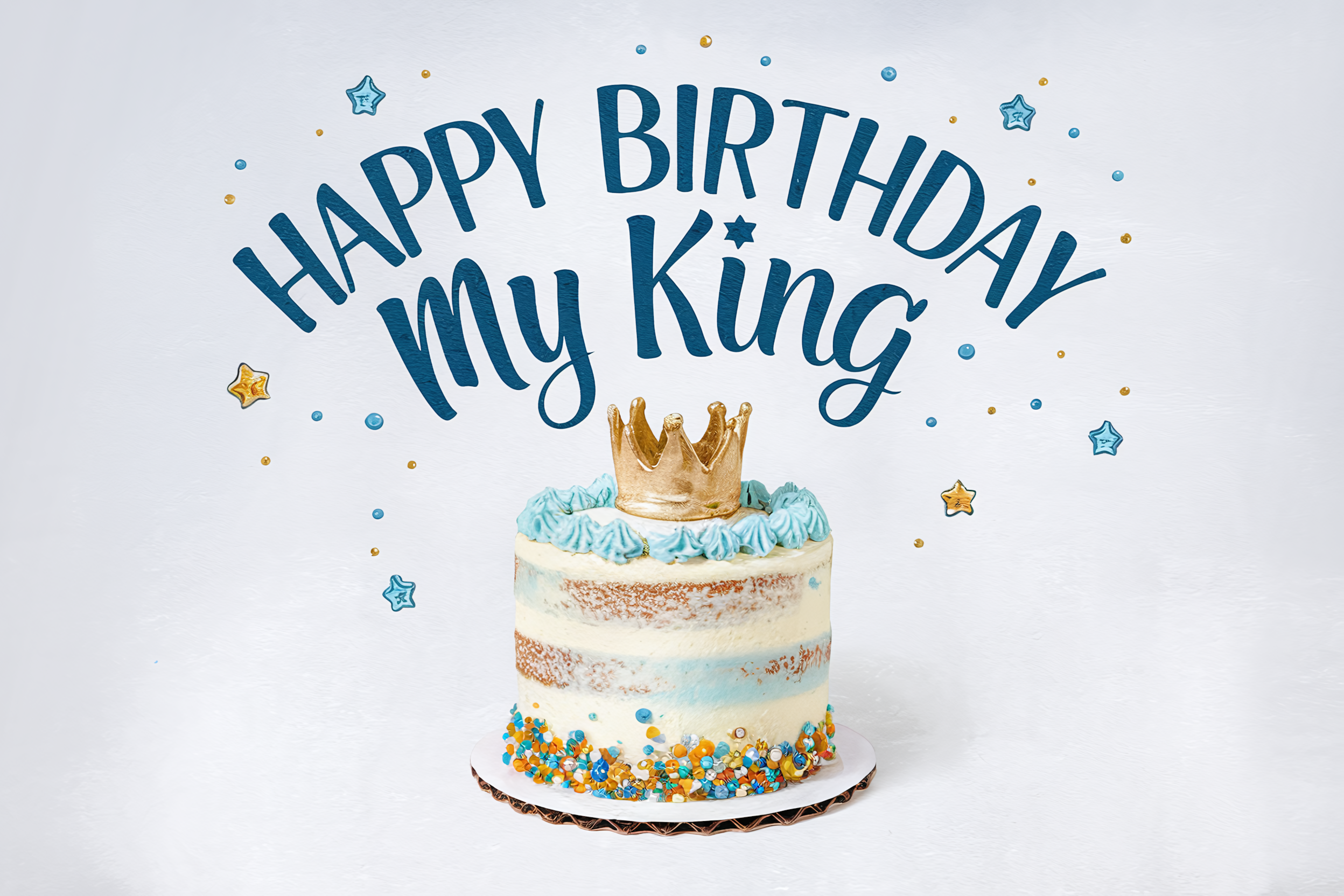 Happy Birthday My King Cake with Crown