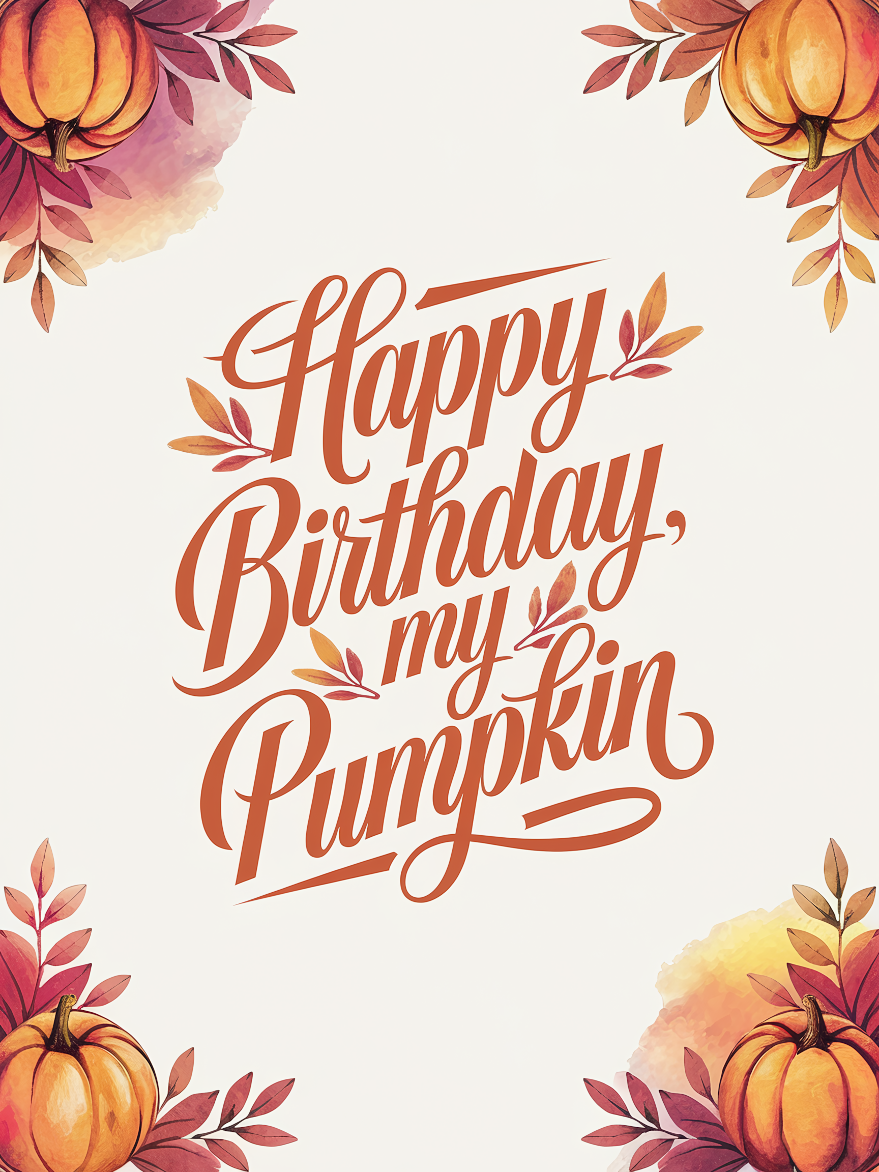 Happy Birthday Pumpkin Watercolor Card