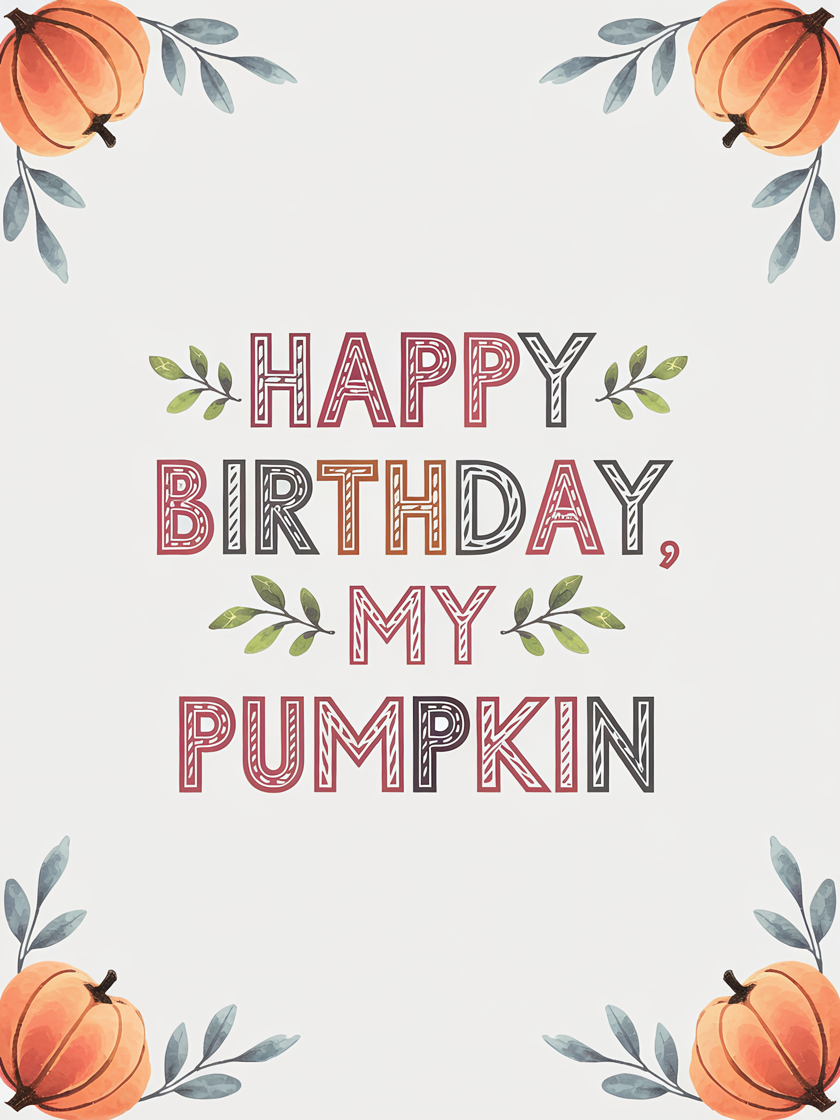 Watercolor Happy Birthday Pumpkin Card