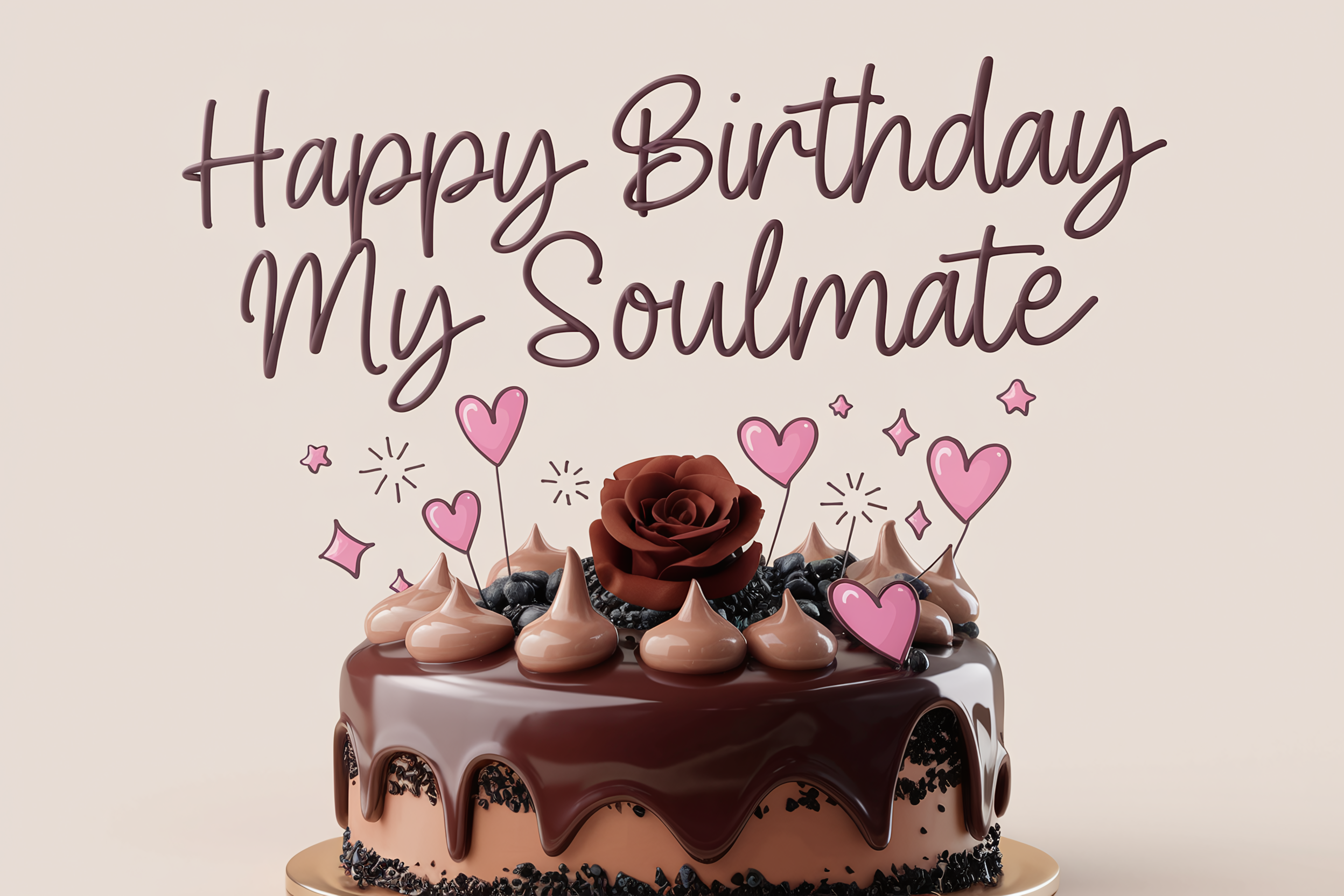 Chocolate Cake with Happy Birthday to My Soulmate