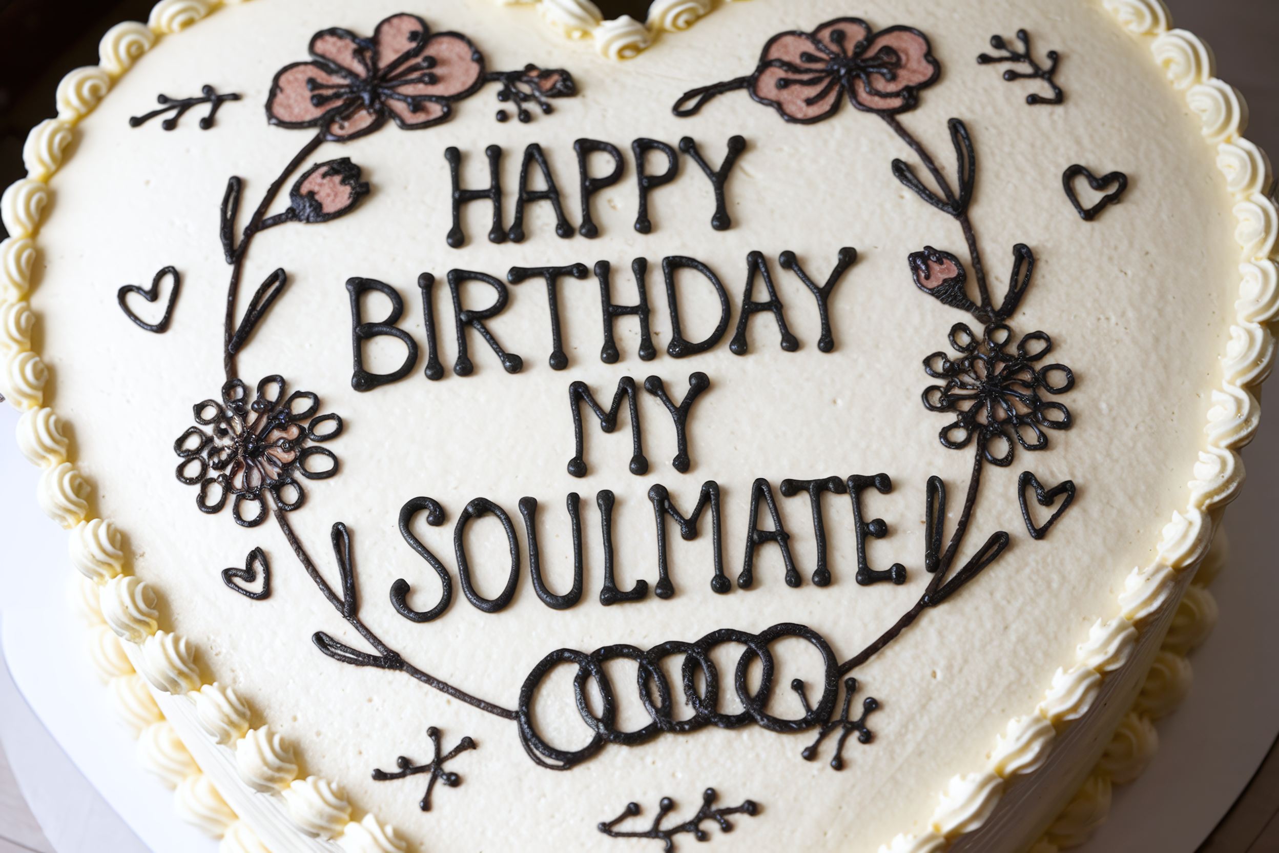 Happy Birthday My Soulmate Heart Cake