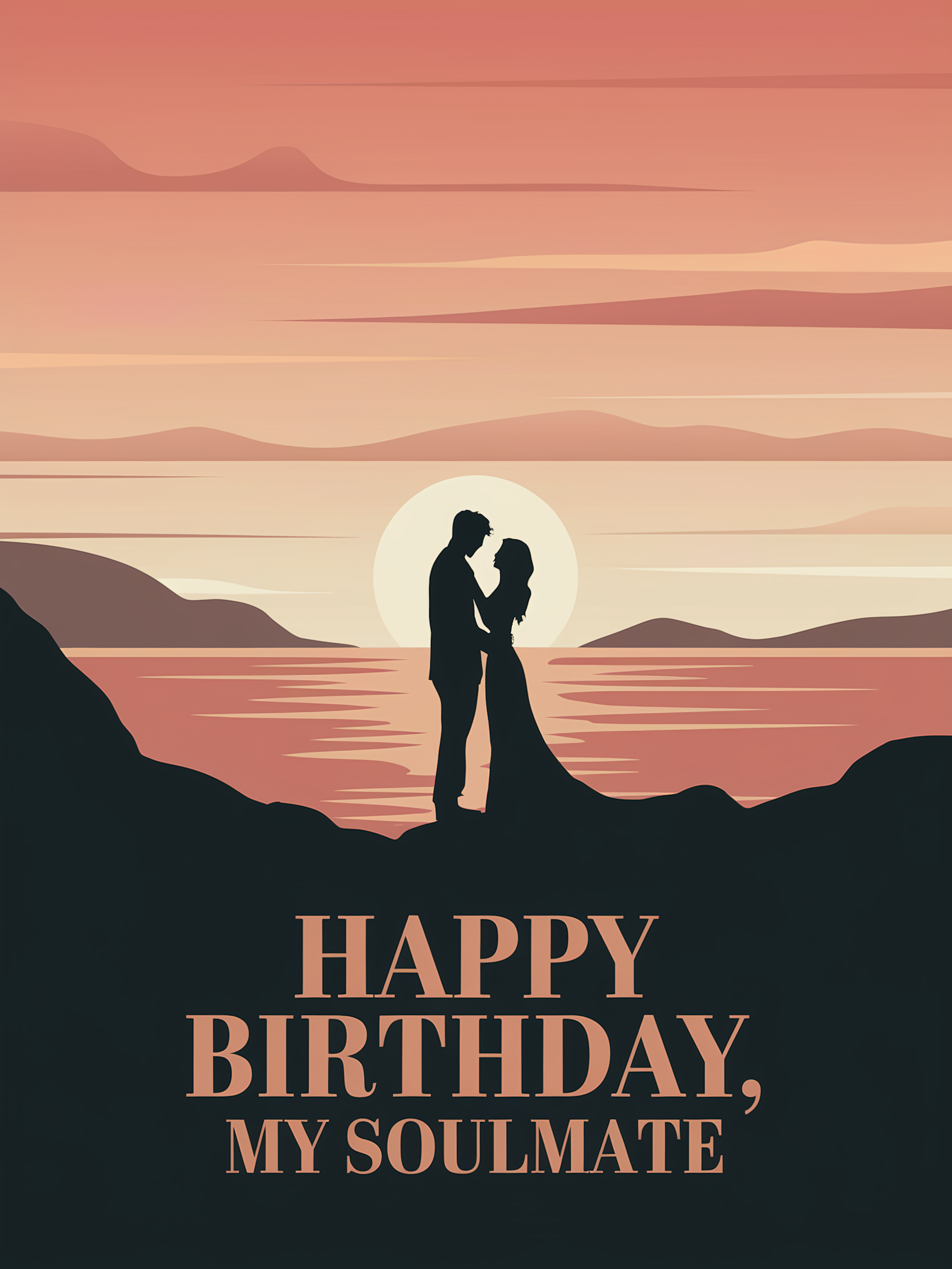Romantic Couple Silhouette Sunset Birthday Card