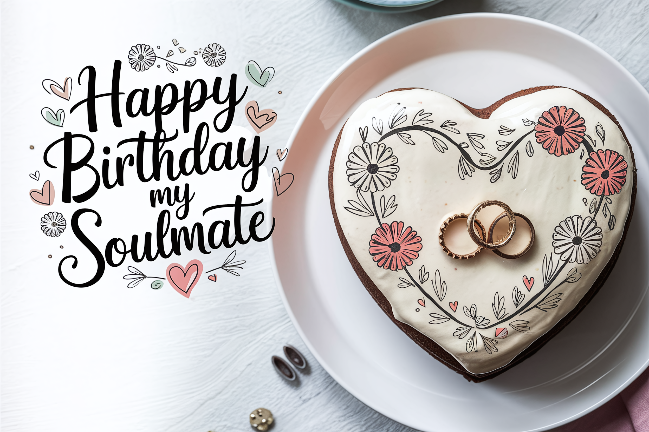 Happy Birthday My Soulmate Heart-Shaped Cake