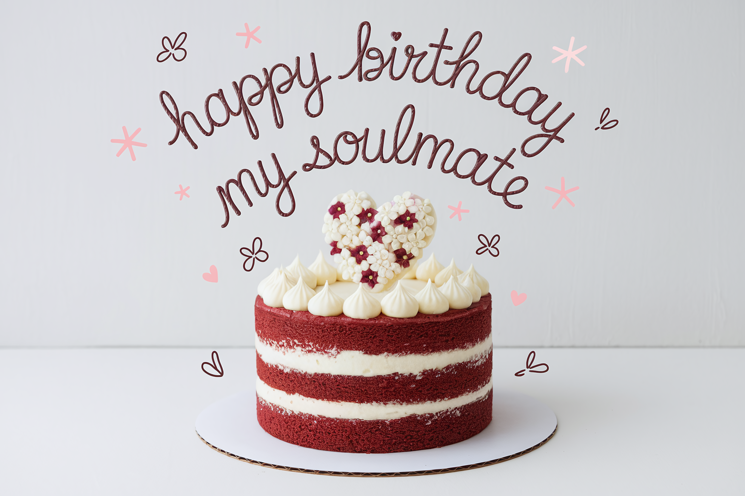 Happy Birthday Soulmate Red Velvet Cake