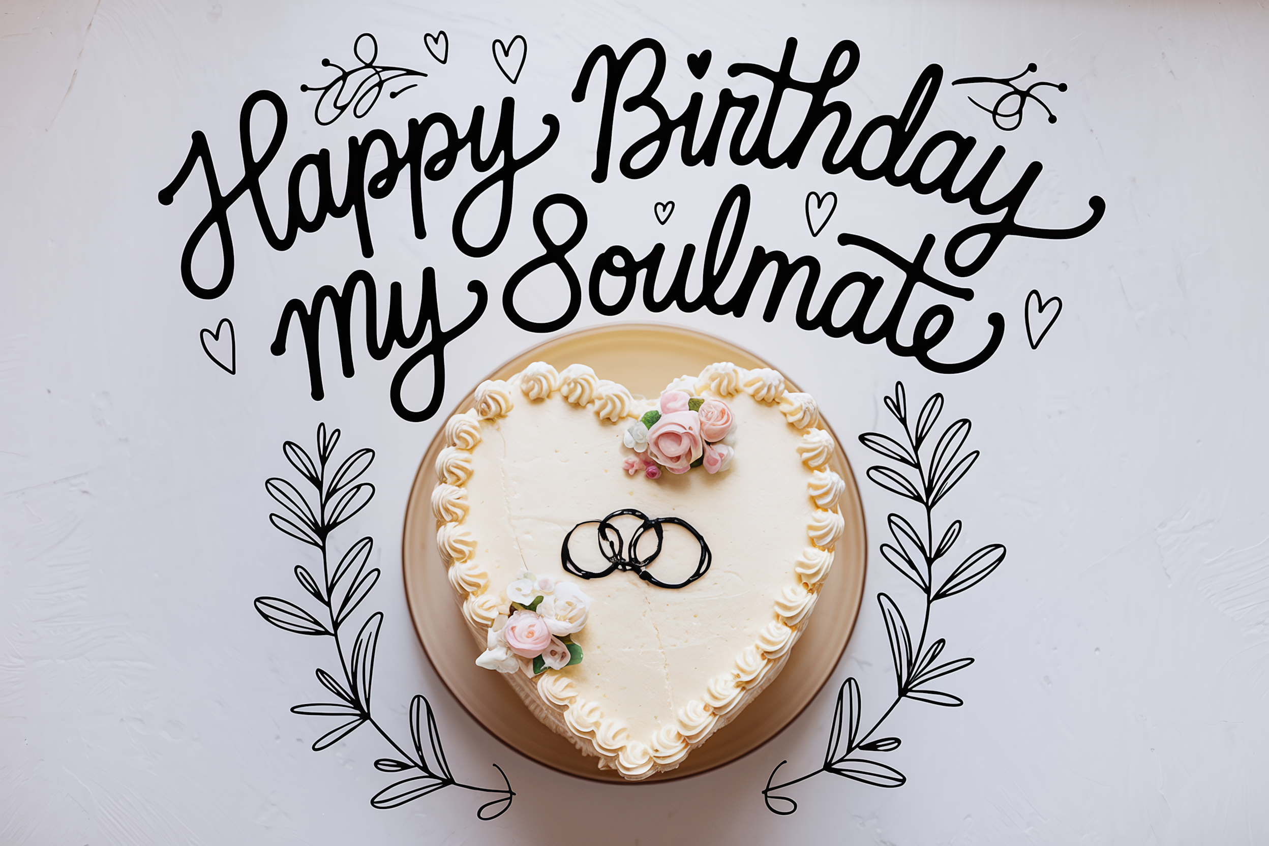 Happy Birthday My Soulmate Heart-Shaped Cake
