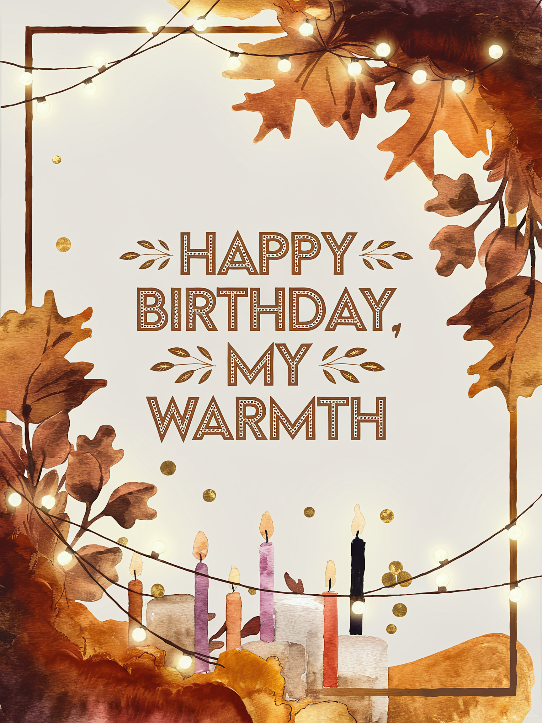 Watercolor Happy Birthday Card with Fall Leaves