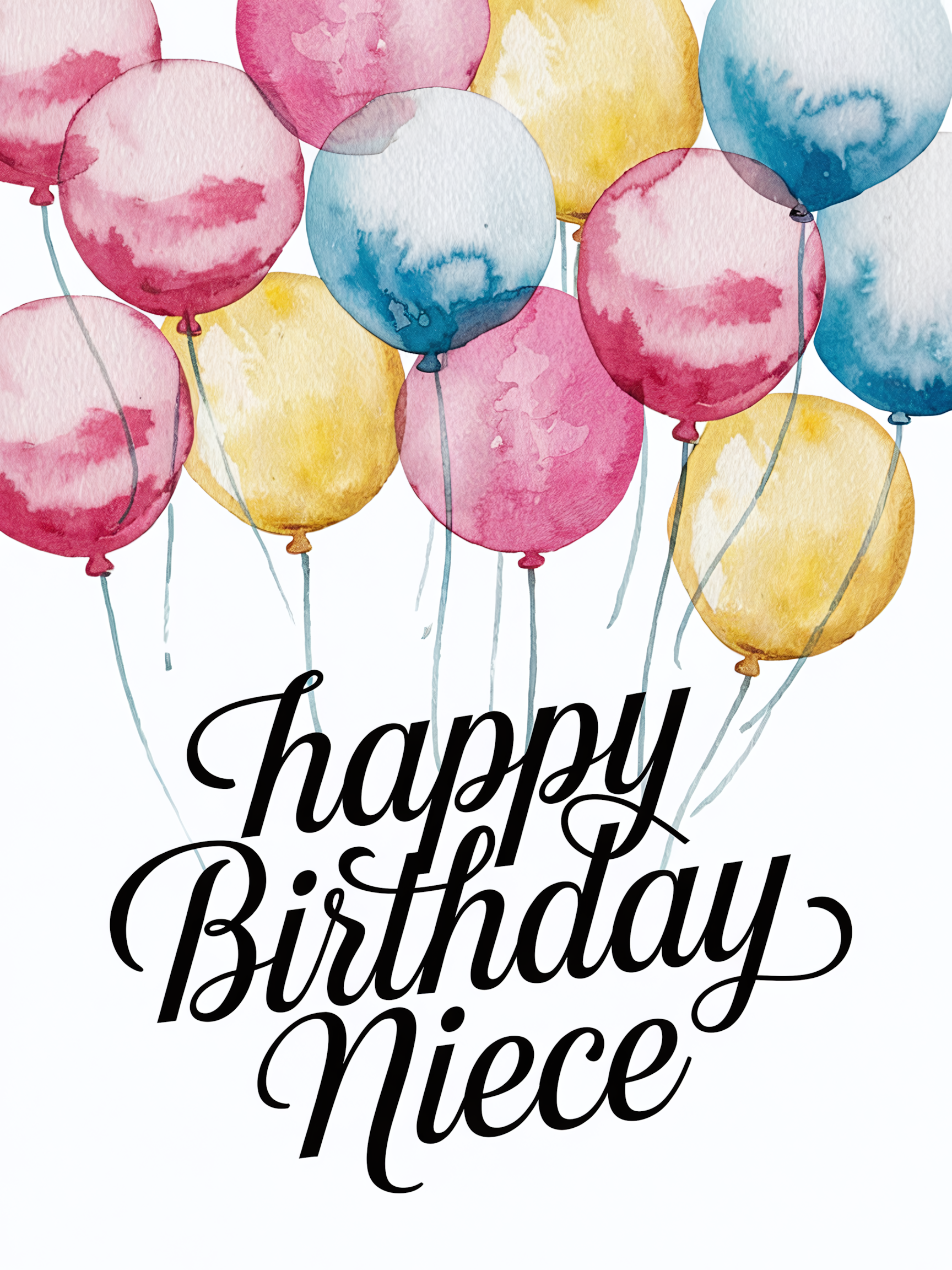 Free Download Happy Birthday Niece Watercolor Balloons