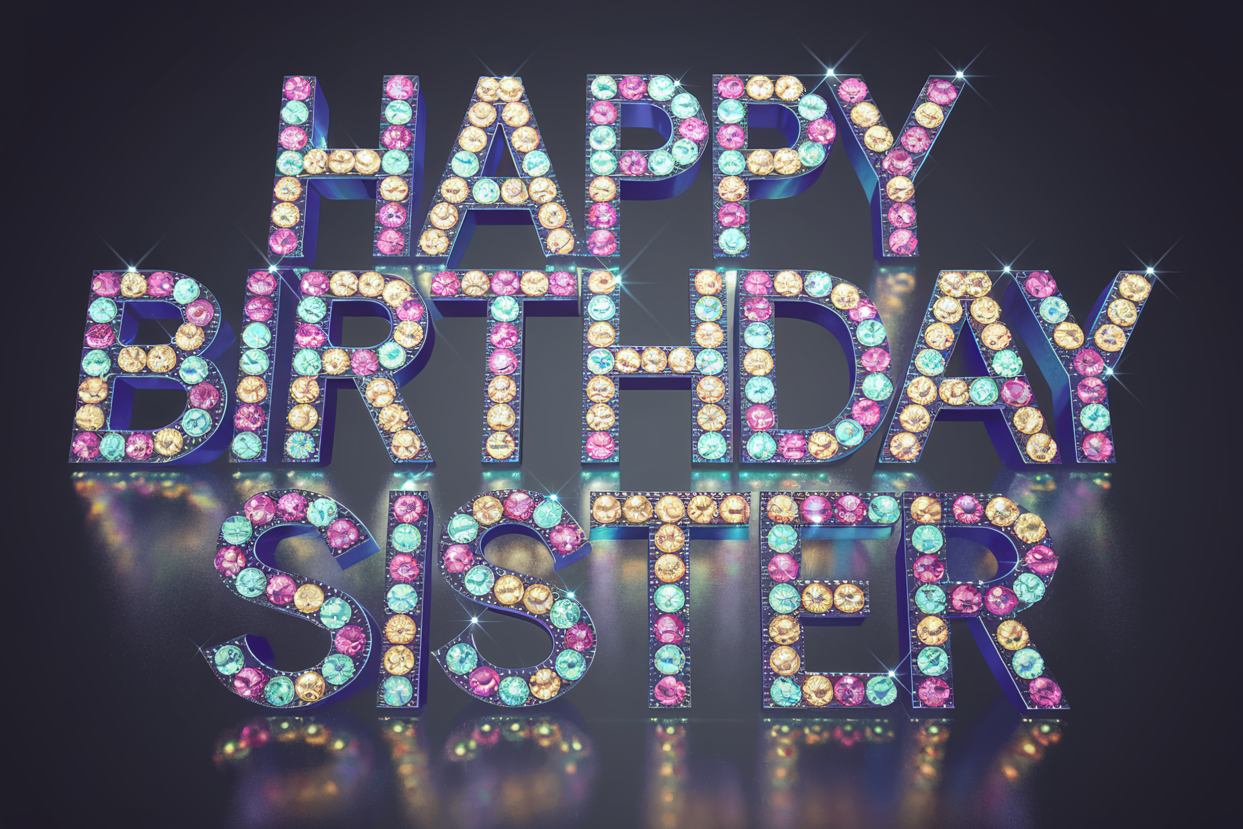 Happy Birthday Sister Diamond Text
