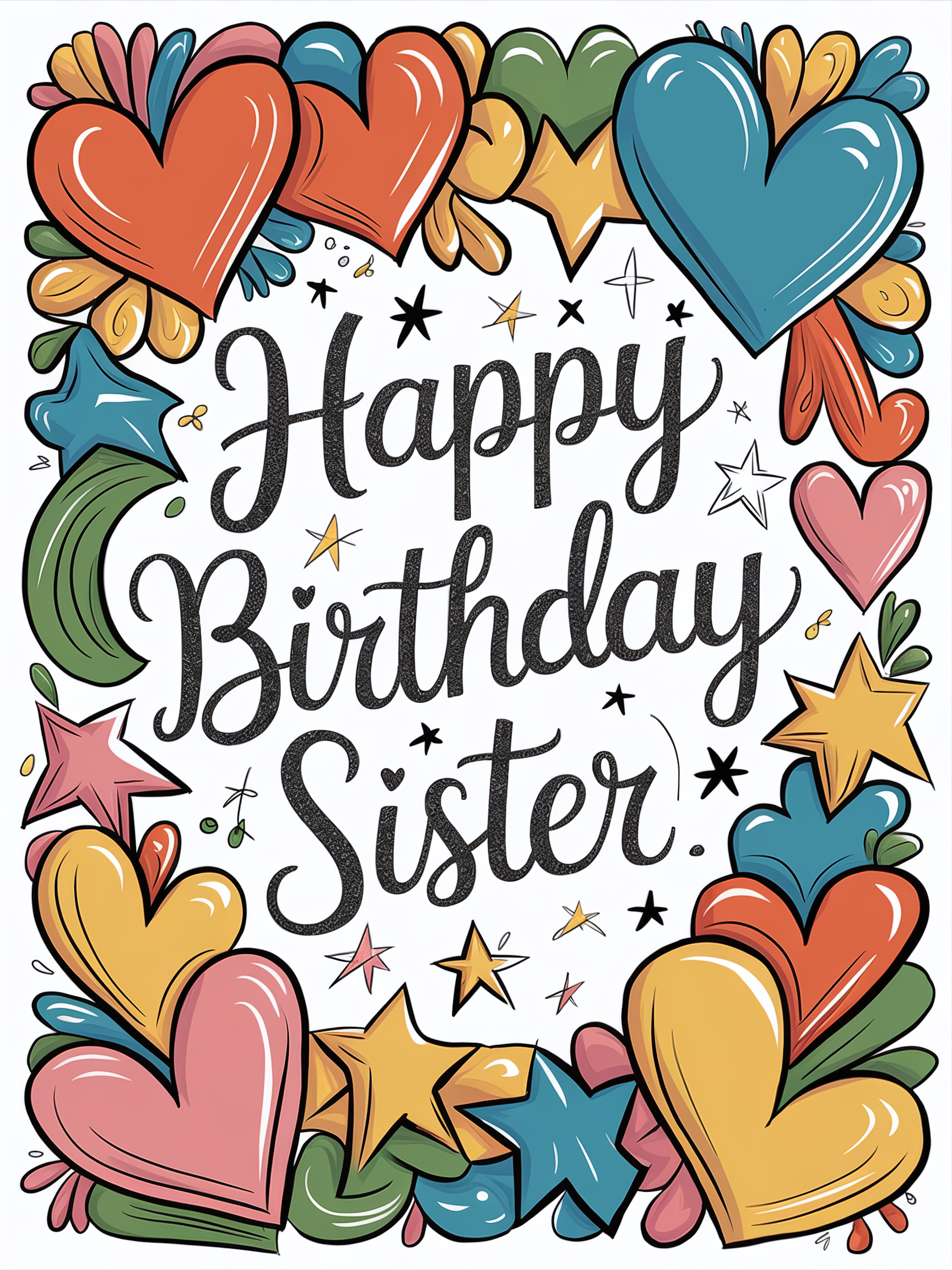 Happy Birthday Sister Card Illustration