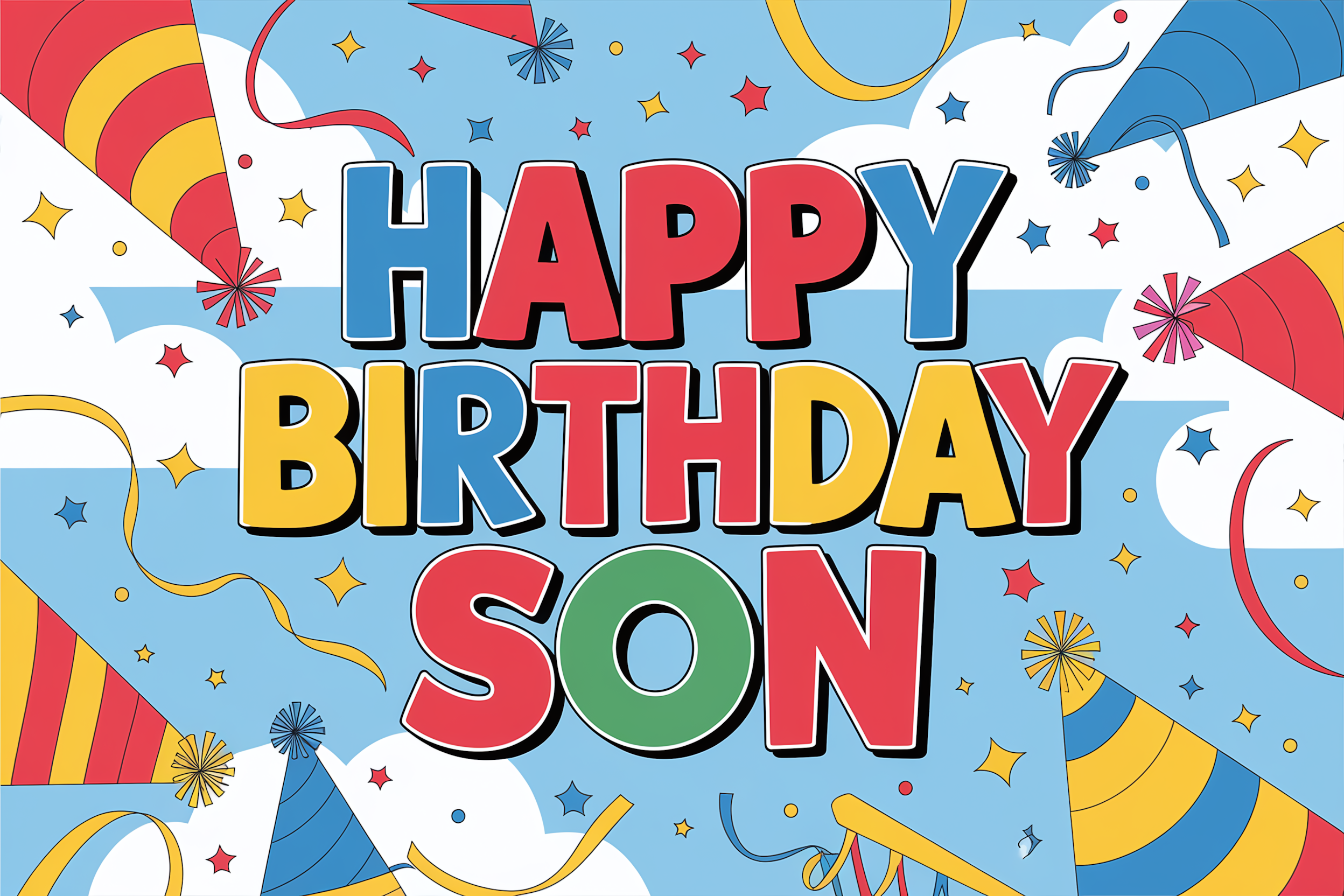 Happy Birthday Son Card Illustration