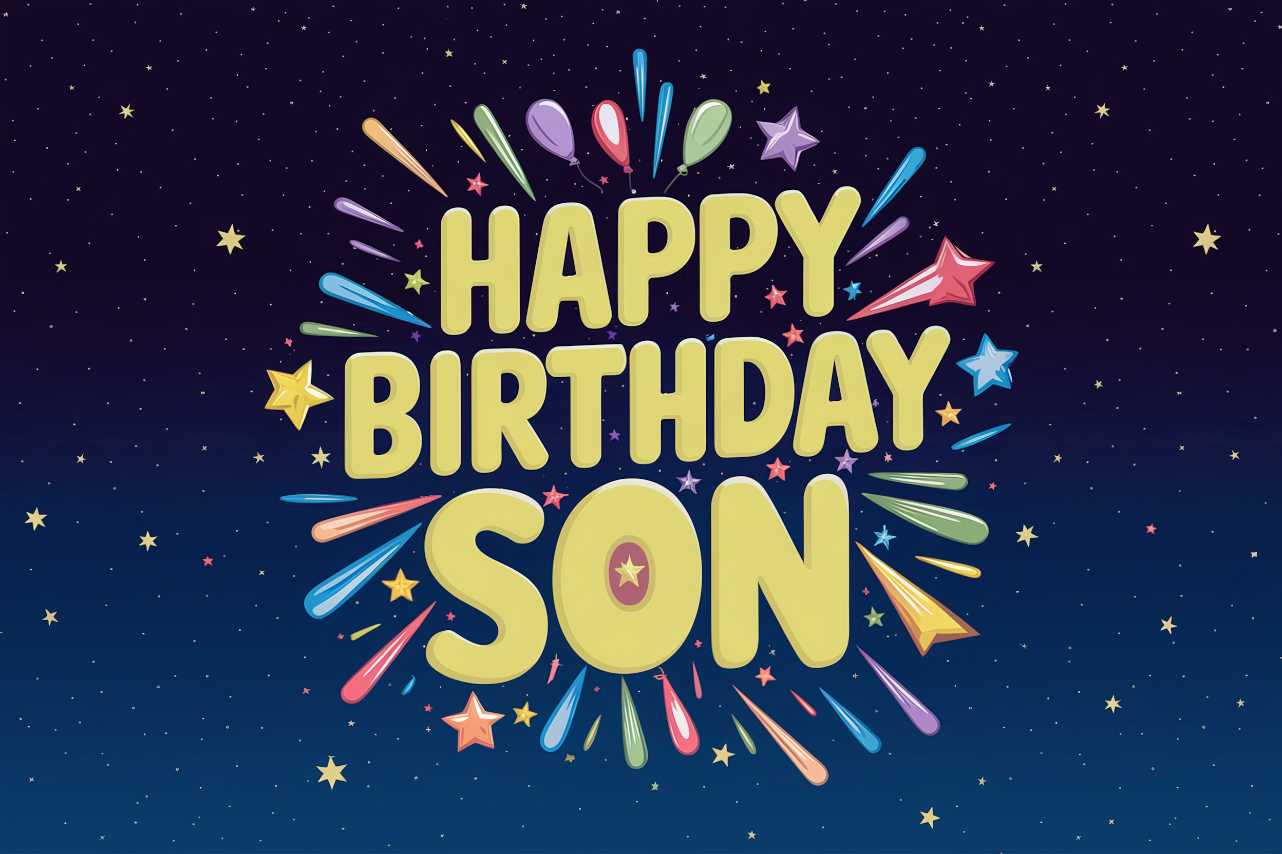 Happy Birthday Son with Stars and Fireworks
