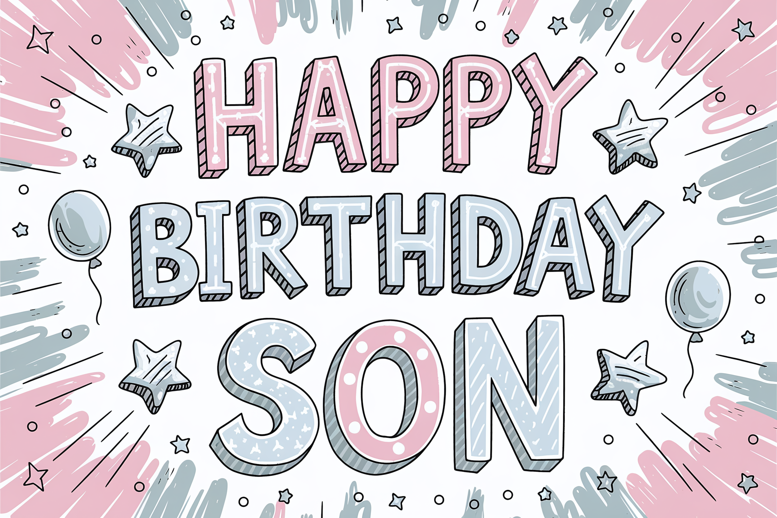 Hand Drawn Happy Birthday Son Card