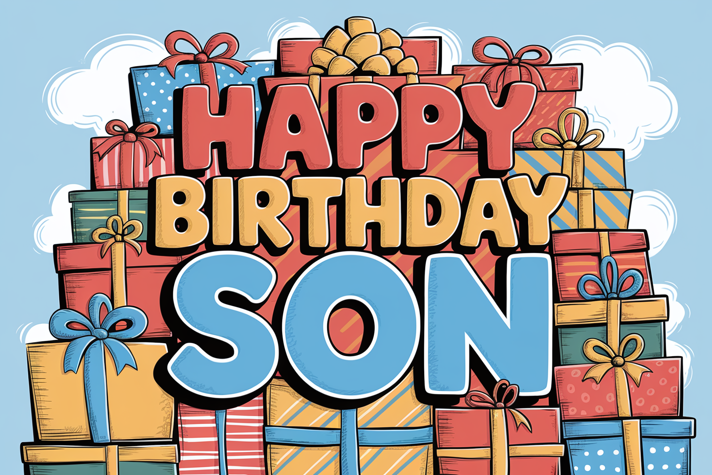 Happy Birthday Son Hand Drawn Illustration