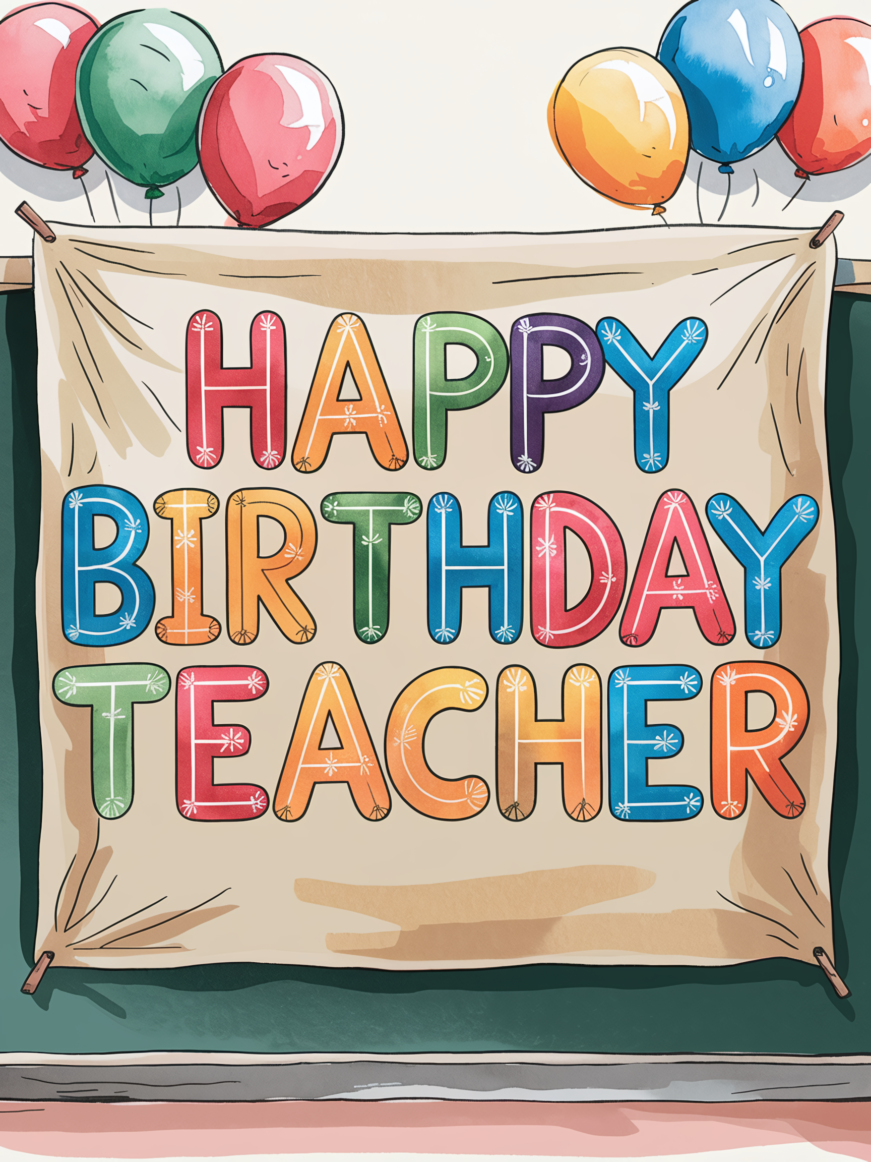 Happy Birthday Teacher Banner