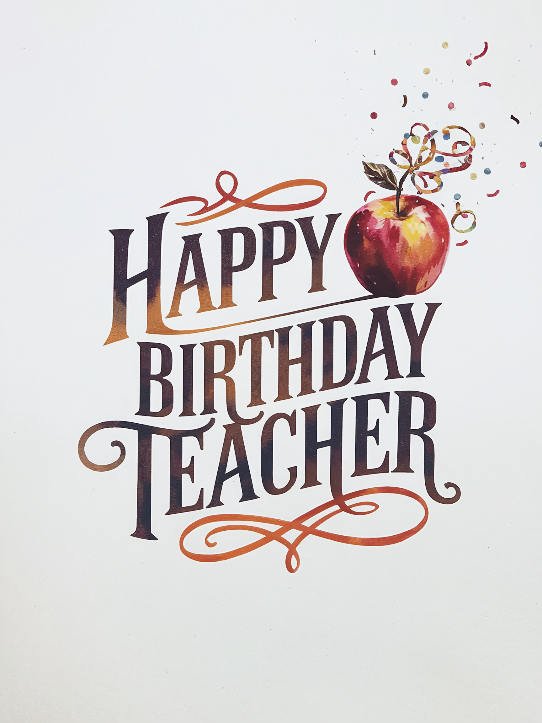 Watercolor Happy Birthday Teacher Card