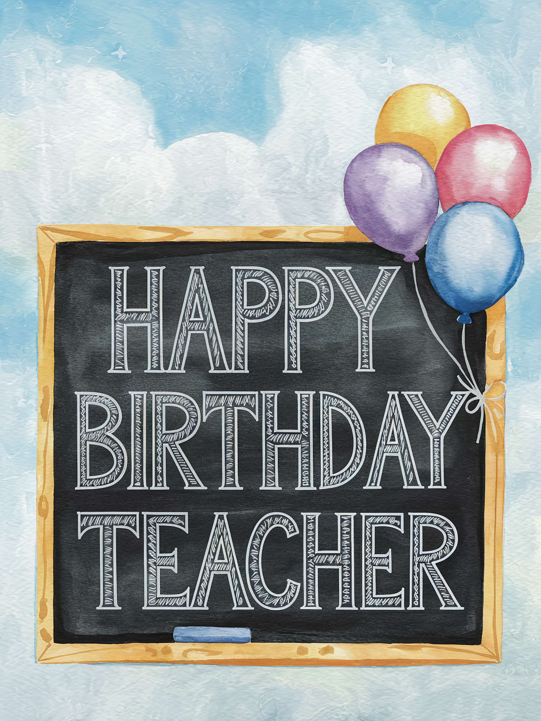 Happy Birthday Teacher Chalkboard Card