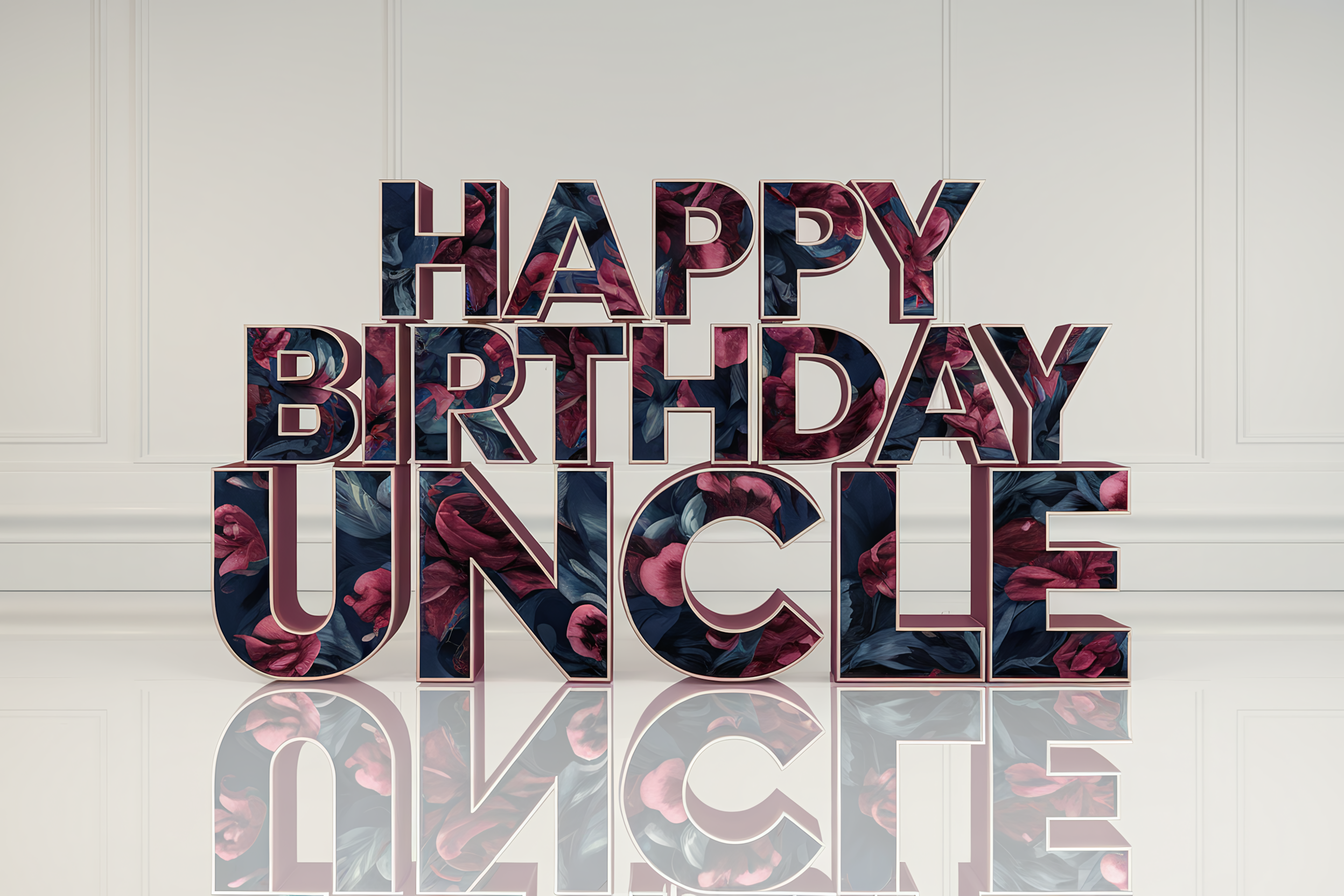 Floral Happy Birthday Uncle Card