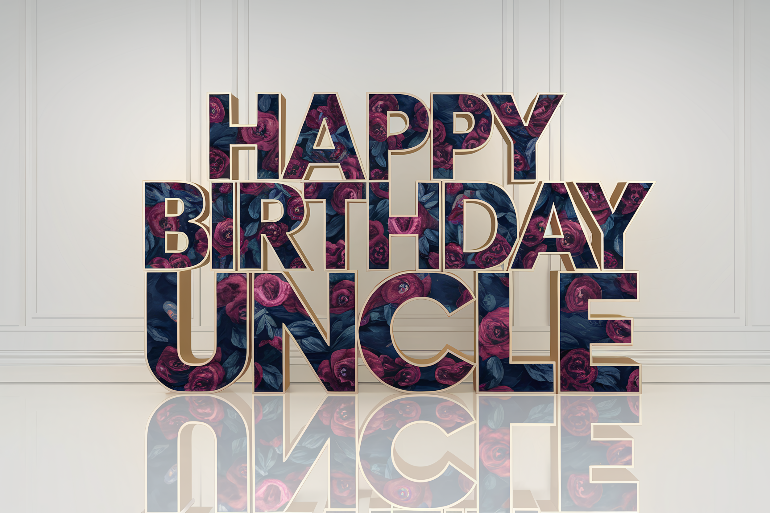 Happy Birthday Uncle Floral Letters