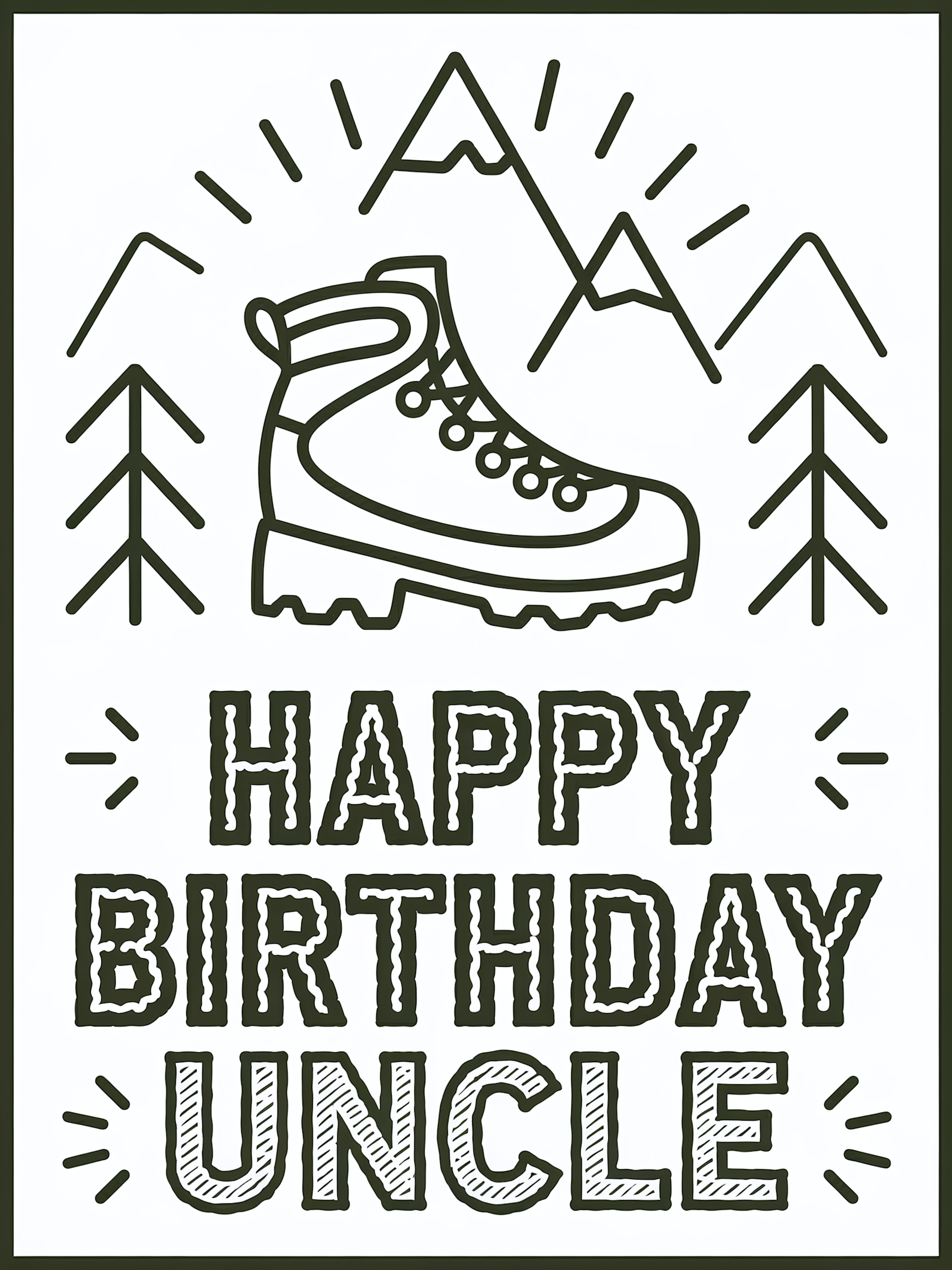 Happy Birthday Uncle Hiking Boots Greeting Card