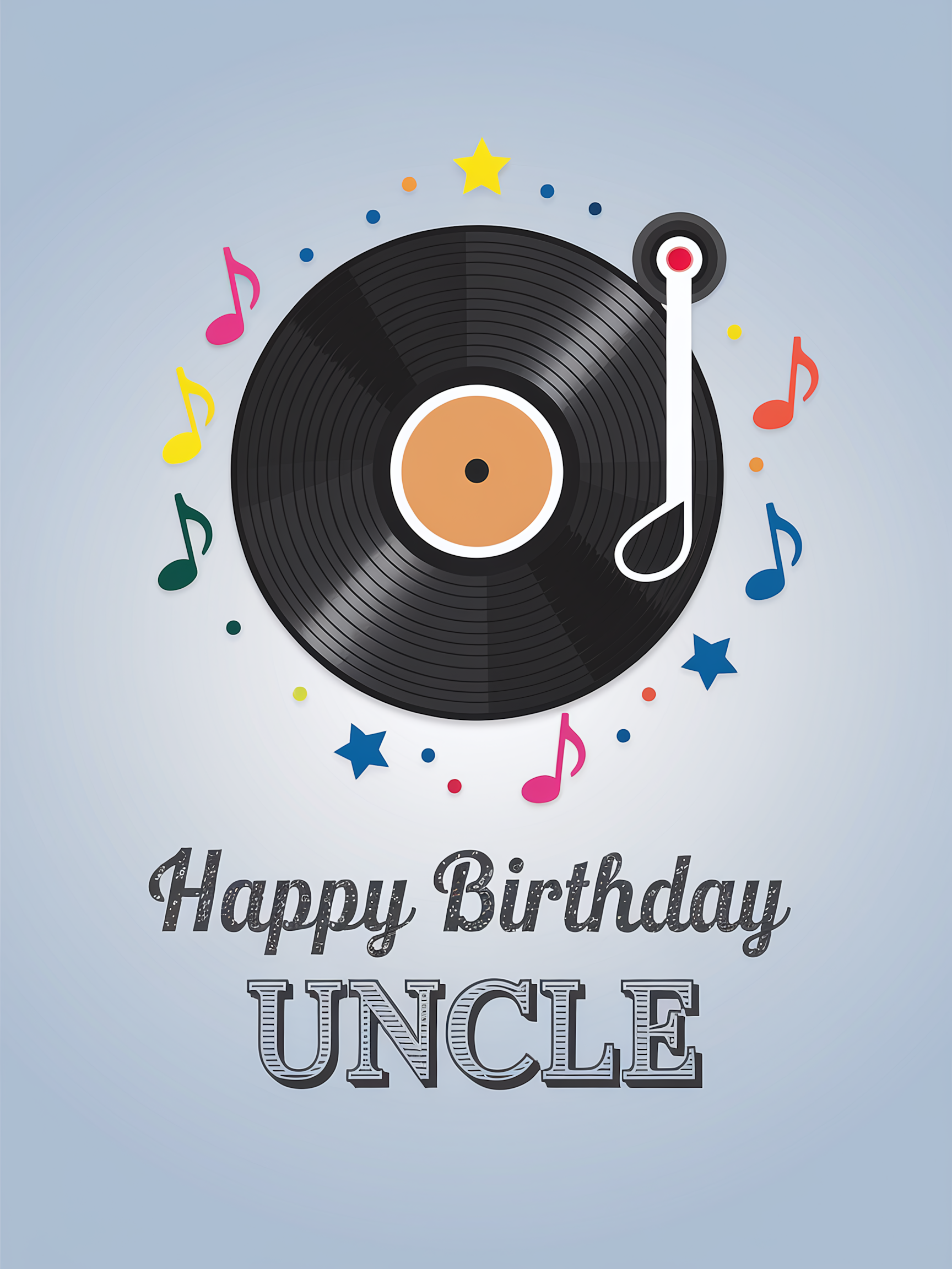 Happy Birthday Uncle Vinyl Record Card