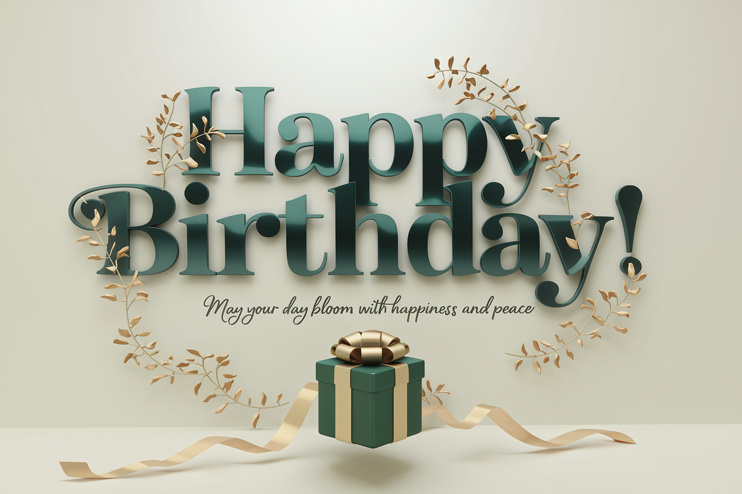 Elegant 3D Rendered Happy Birthday Card With Gift
