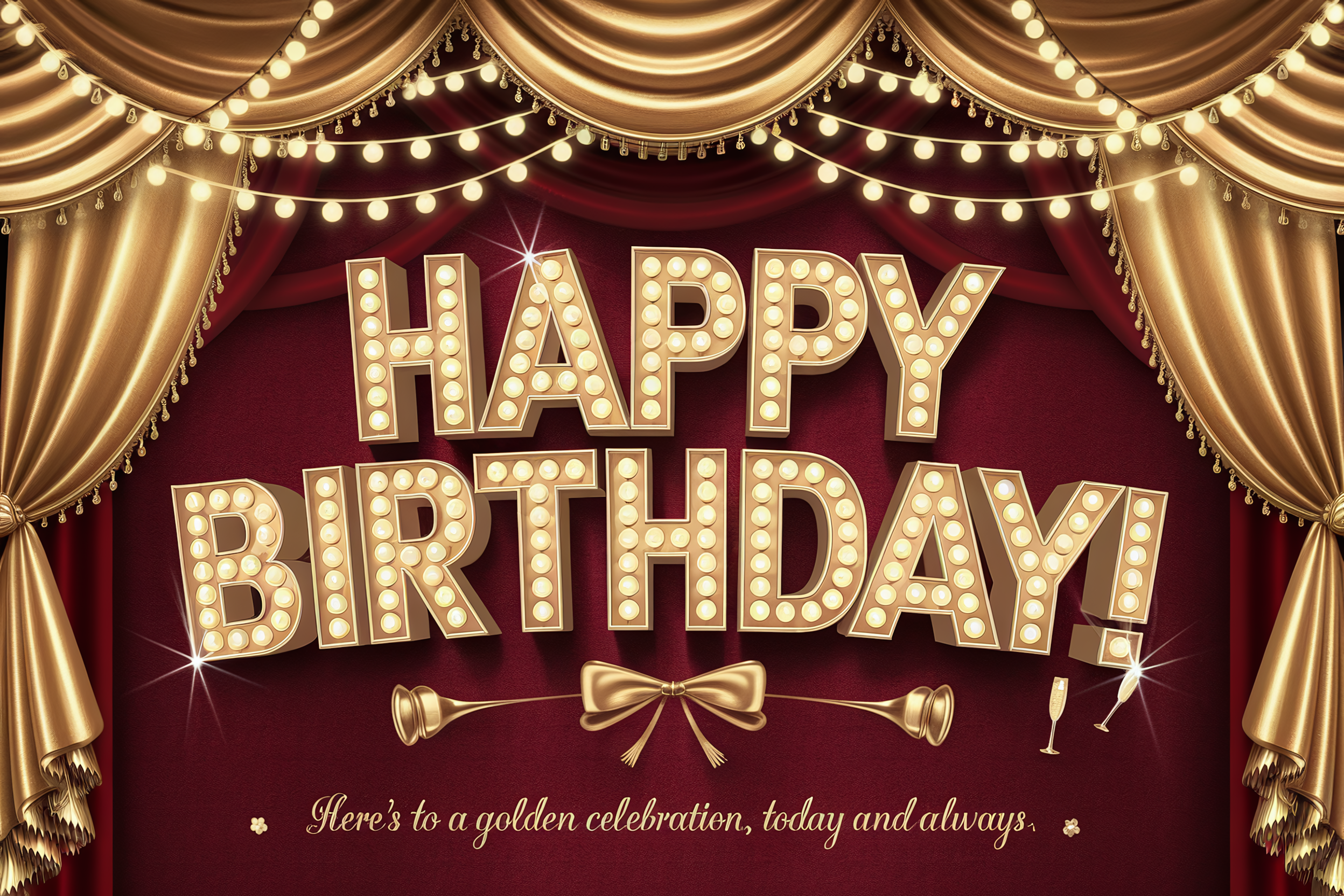 Happy Birthday with Golden Lights