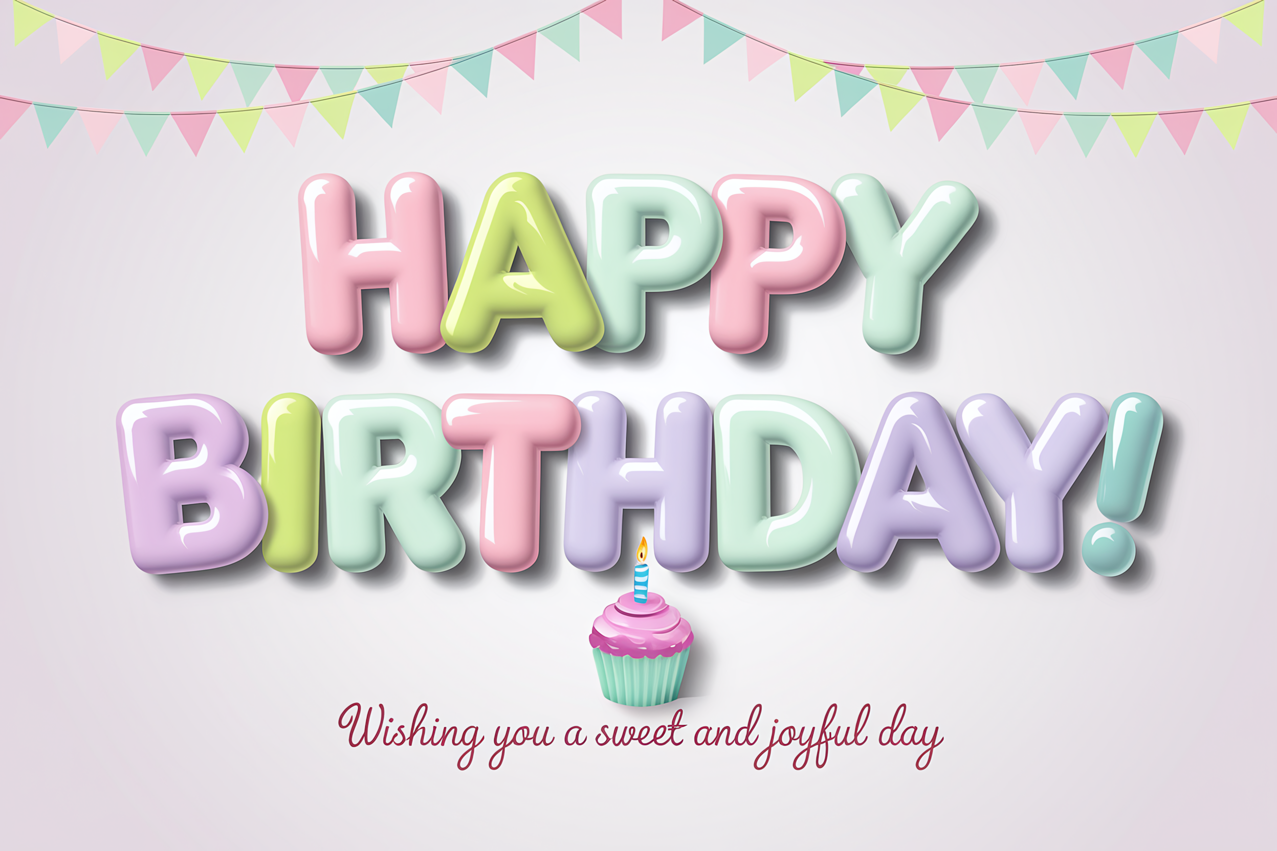 Happy Birthday Card With Cute Balloons