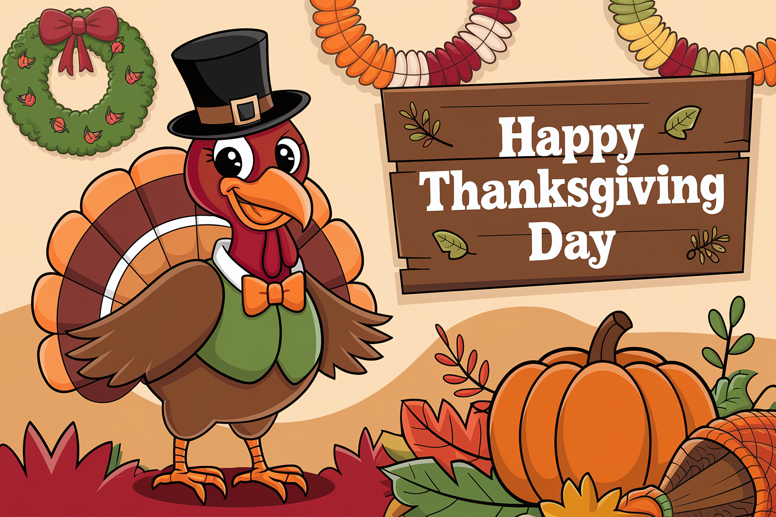 Free Download Happy Thanksgiving Turkey, image size:2496x1664
