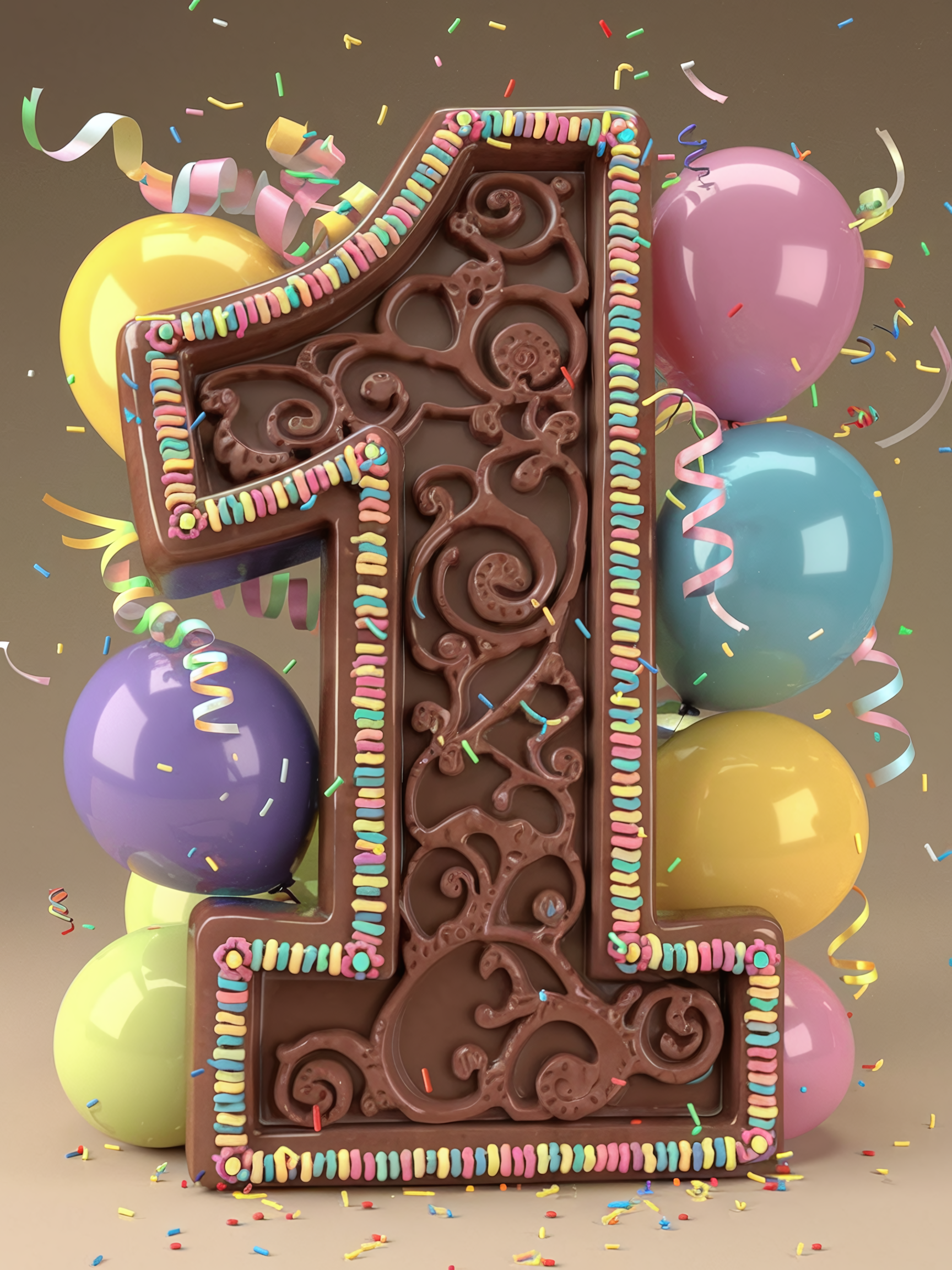 Festive Chocolate Number One Cake