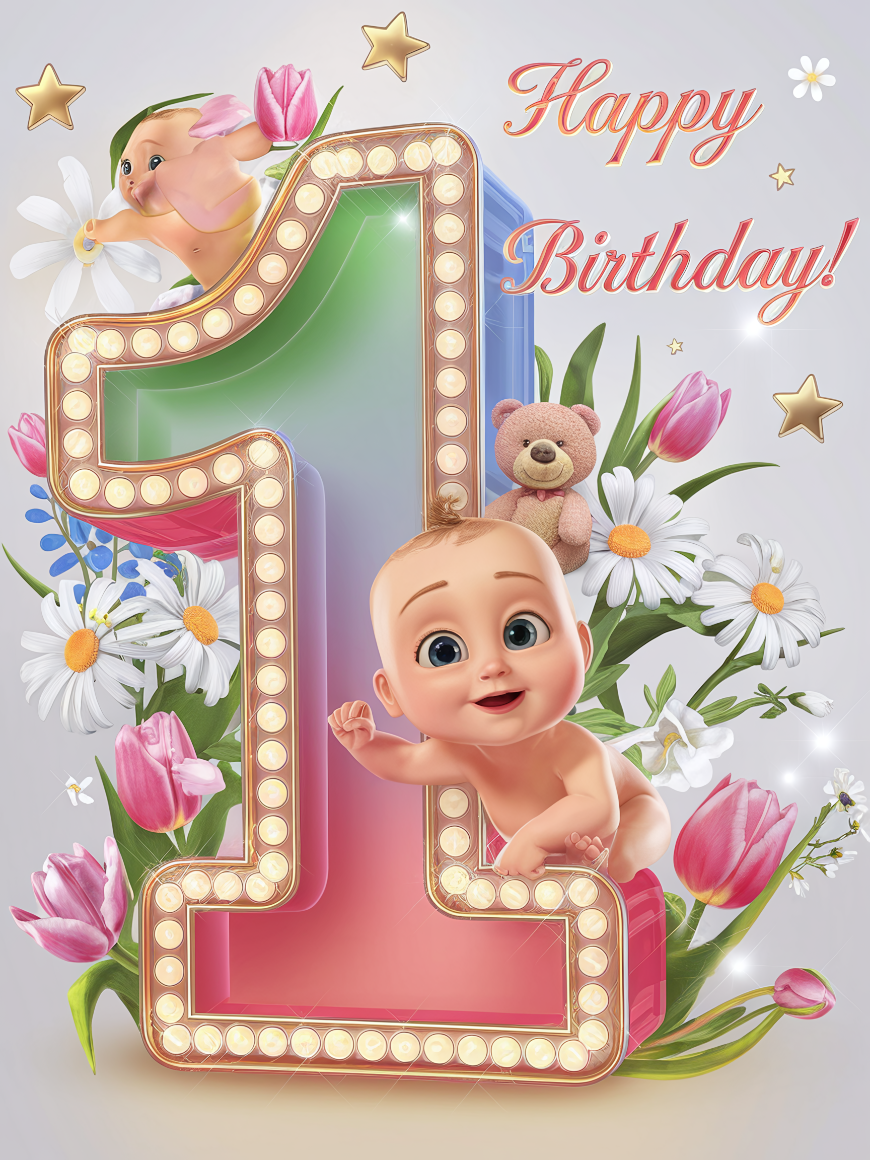 First Birthday Baby Card Design
