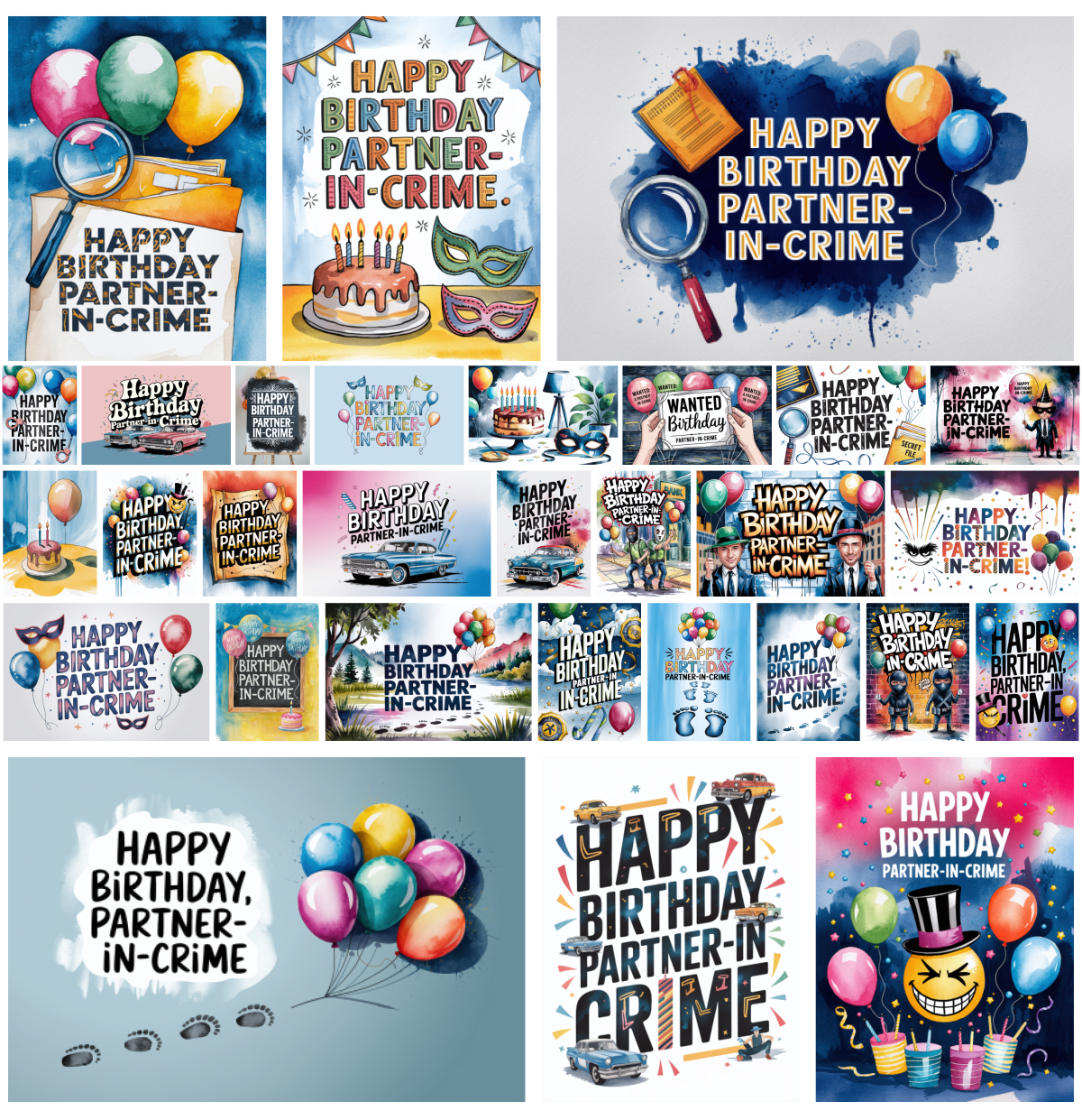 30 Free “Happy Birthday Partner In Crime” Designs for Your Favorite Accomplice!