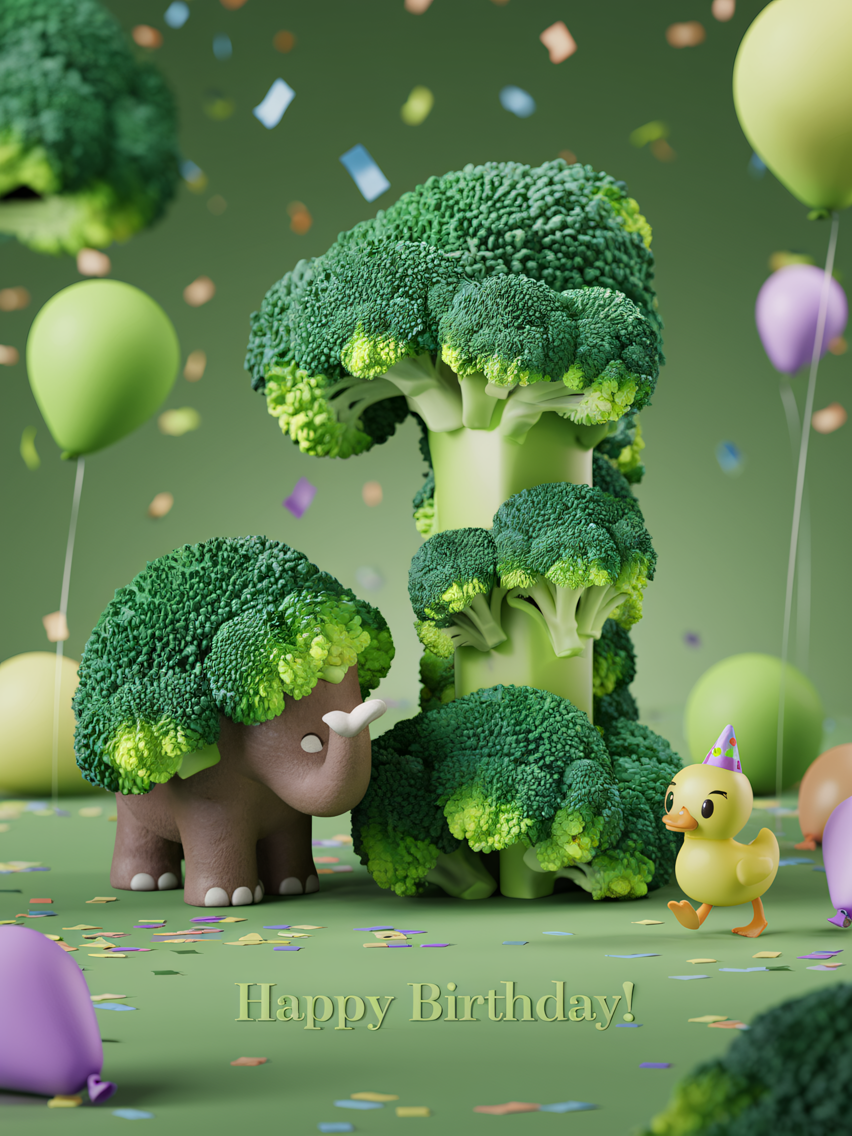 Adorable Broccoli Mammoth First Birthday