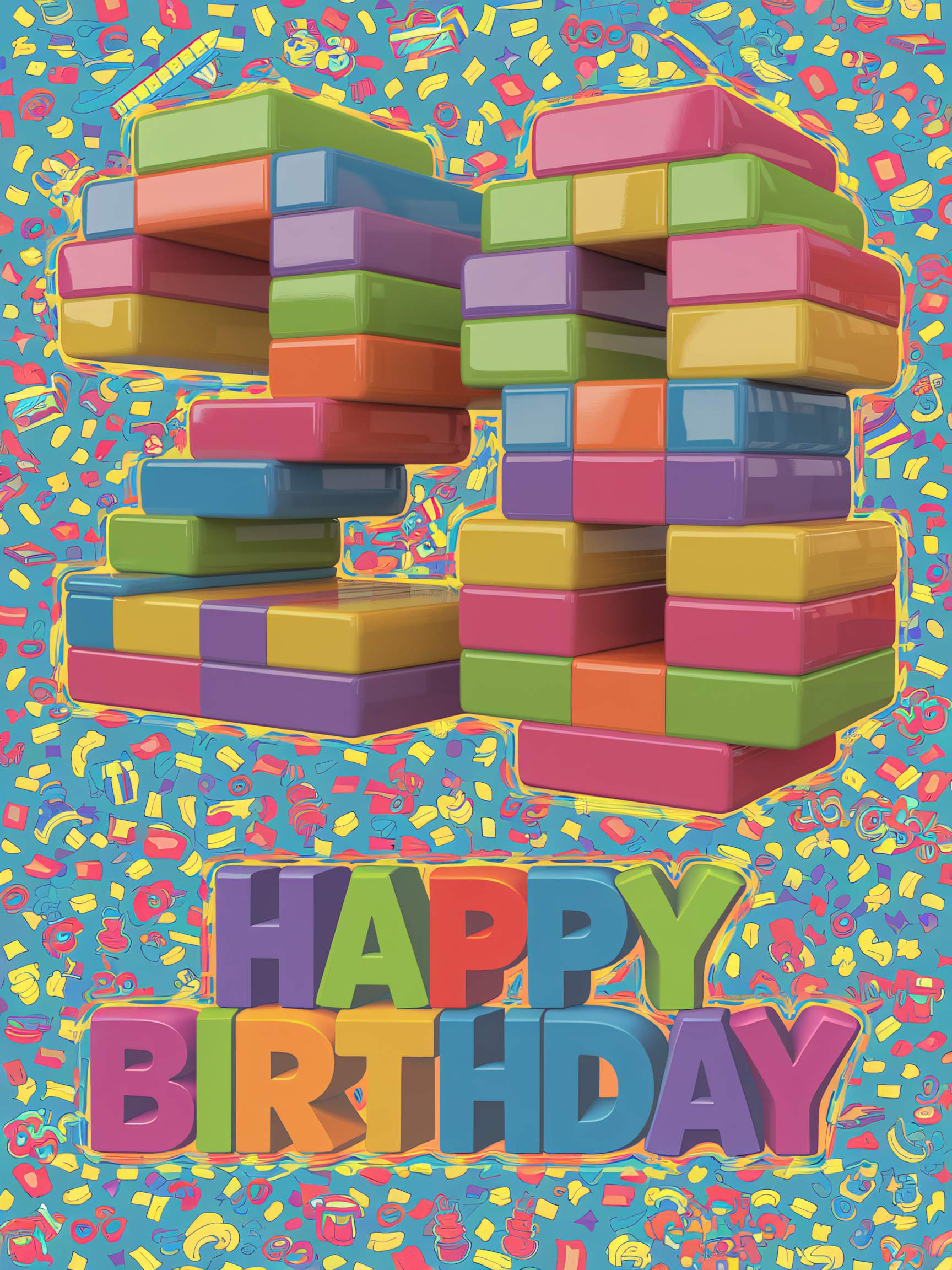 28th Birthday Colorful Blocks Design