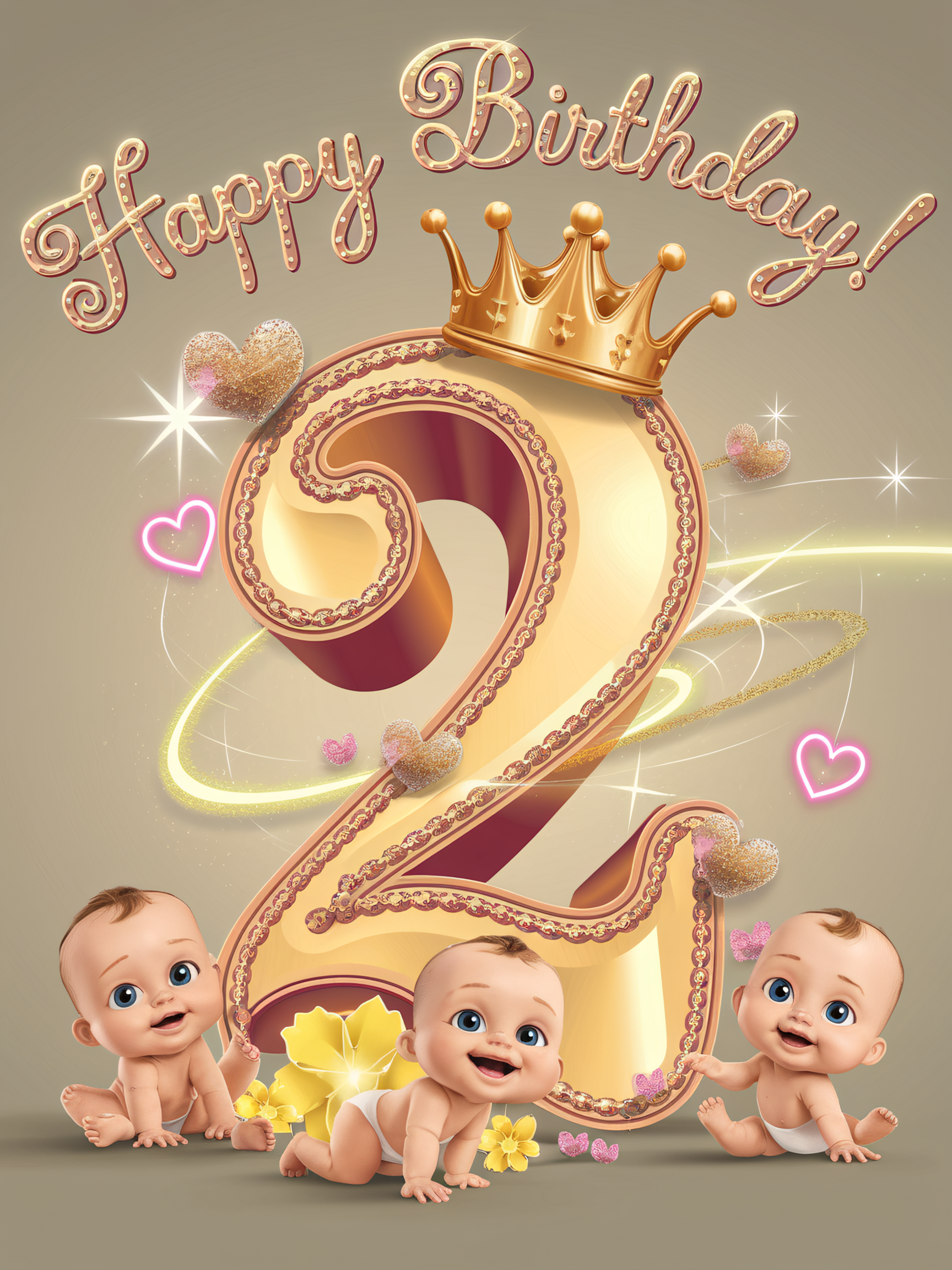 Happy 2nd Birthday:  Adorable Baby Twins Celebration