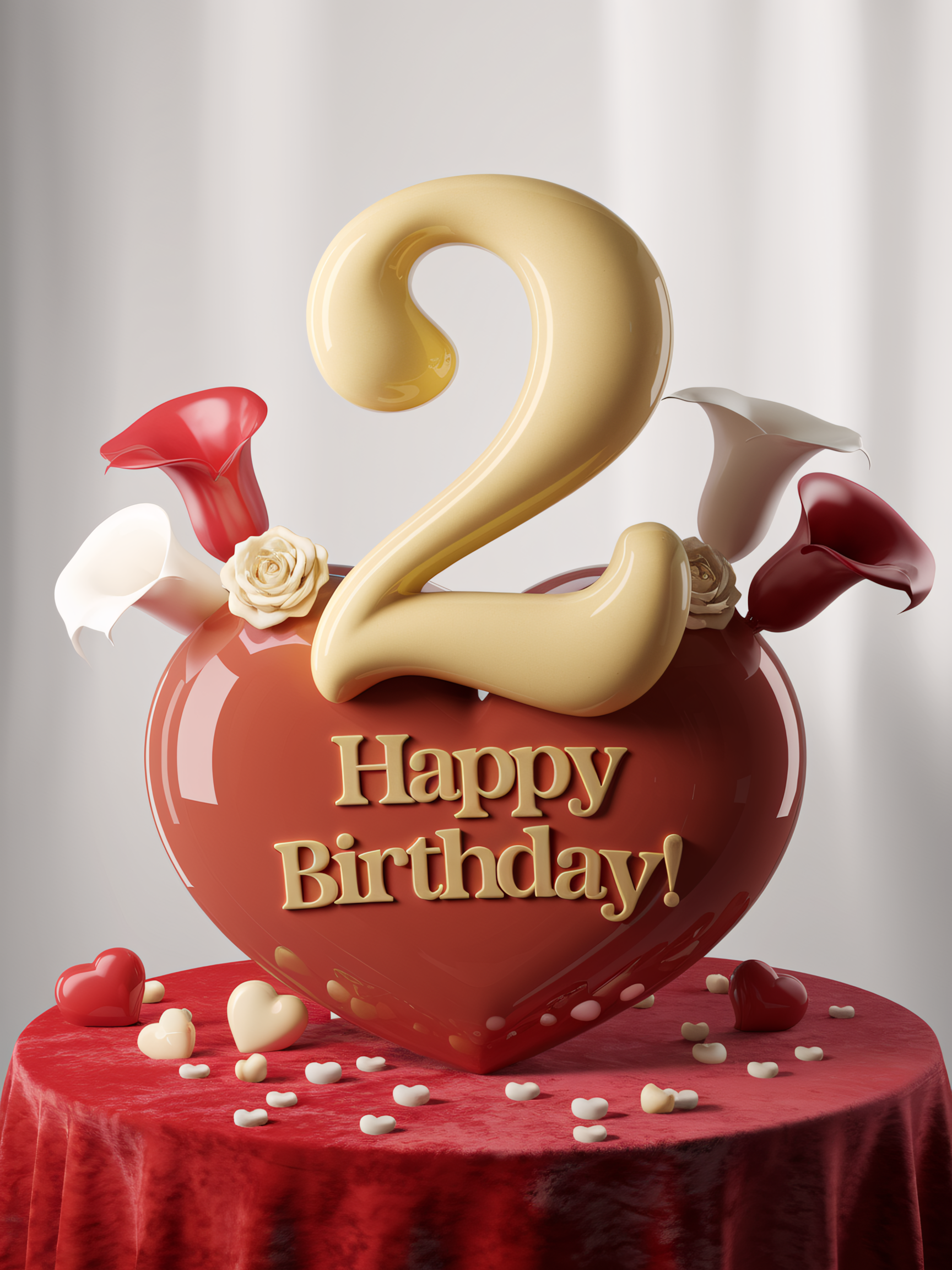 Happy 2nd Birthday Cake 3D Render