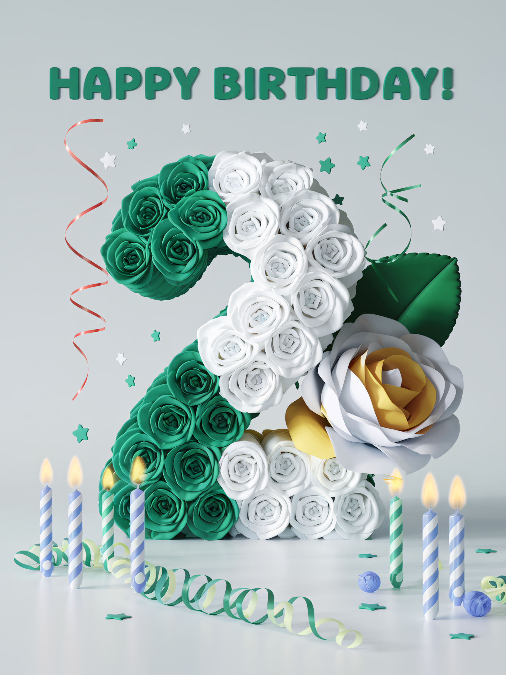Happy 2nd Birthday Floral Number Two