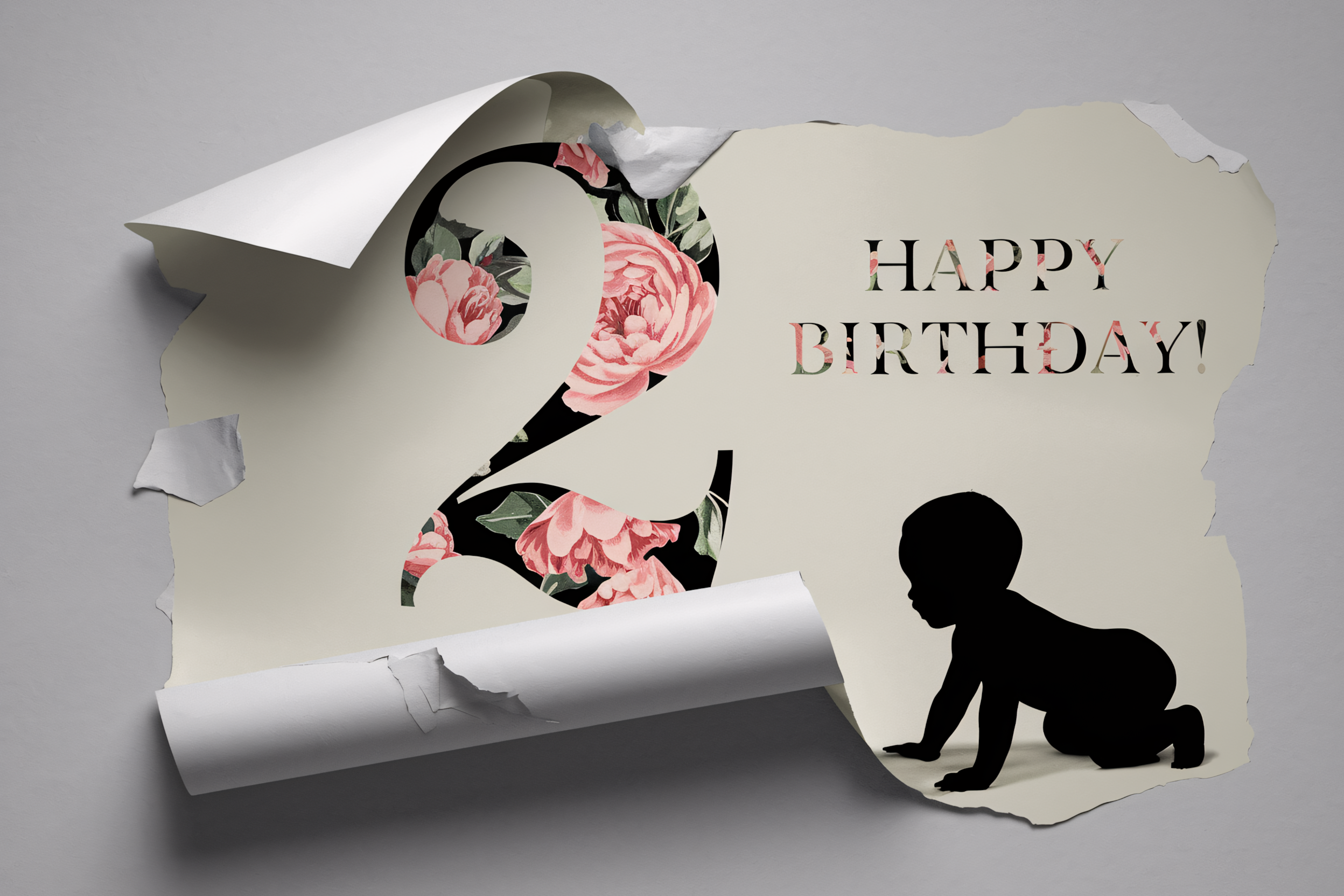 Second Birthday Floral Greeting Card