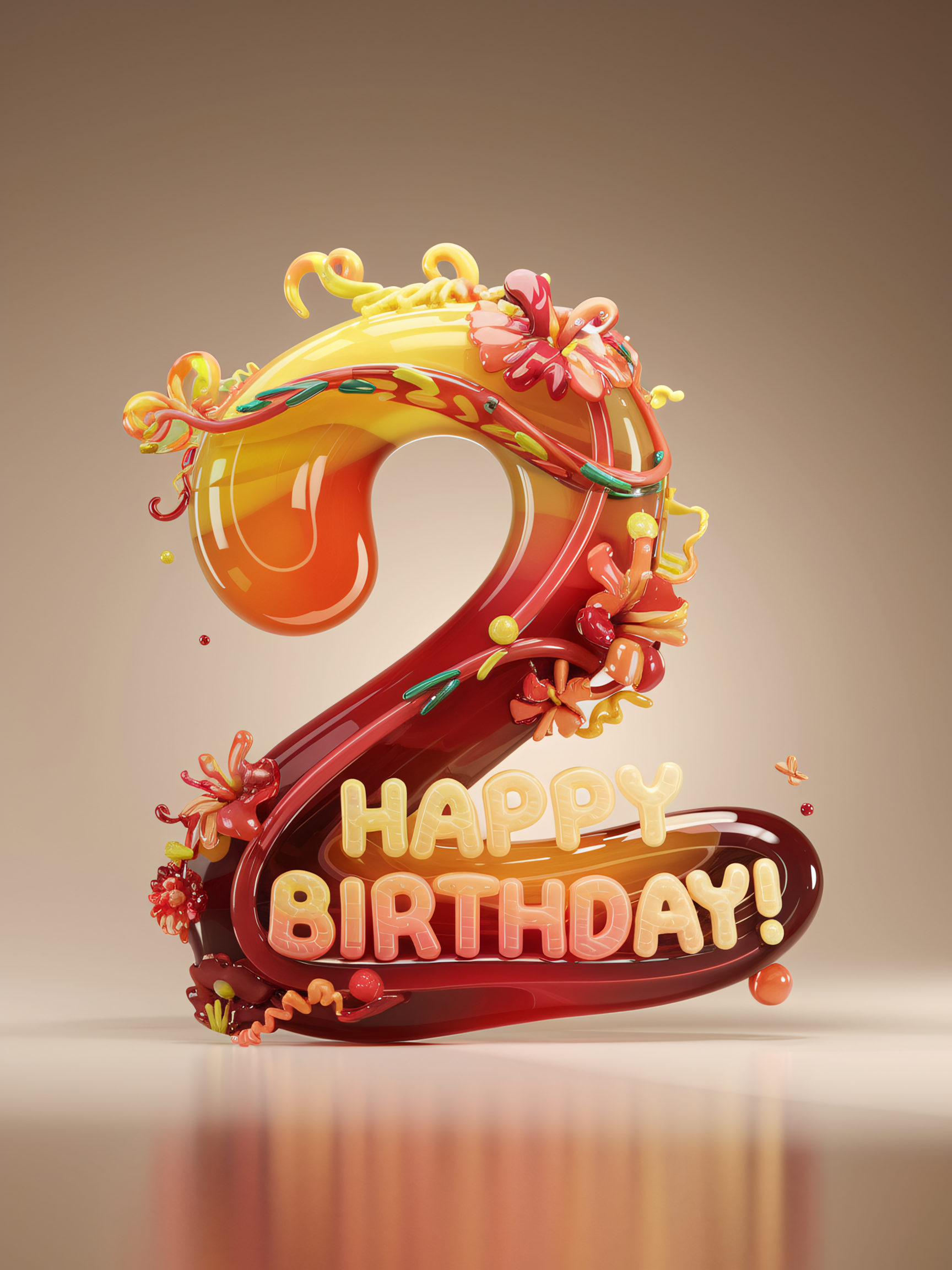 Happy Birthday 3D Glass Sculpture