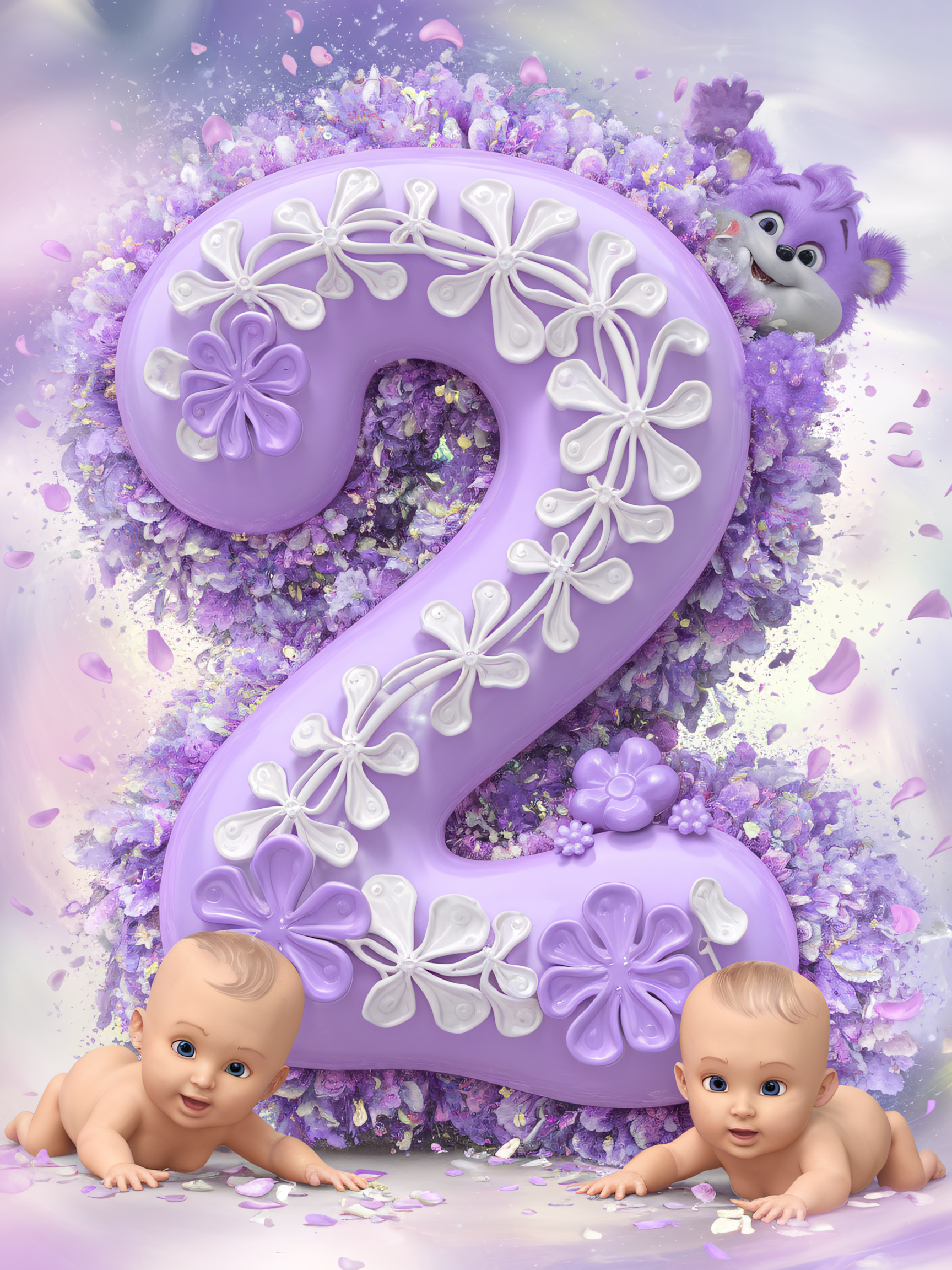 Two-Year-Old Baby Girl’s Second Birthday Floral Cake Smash