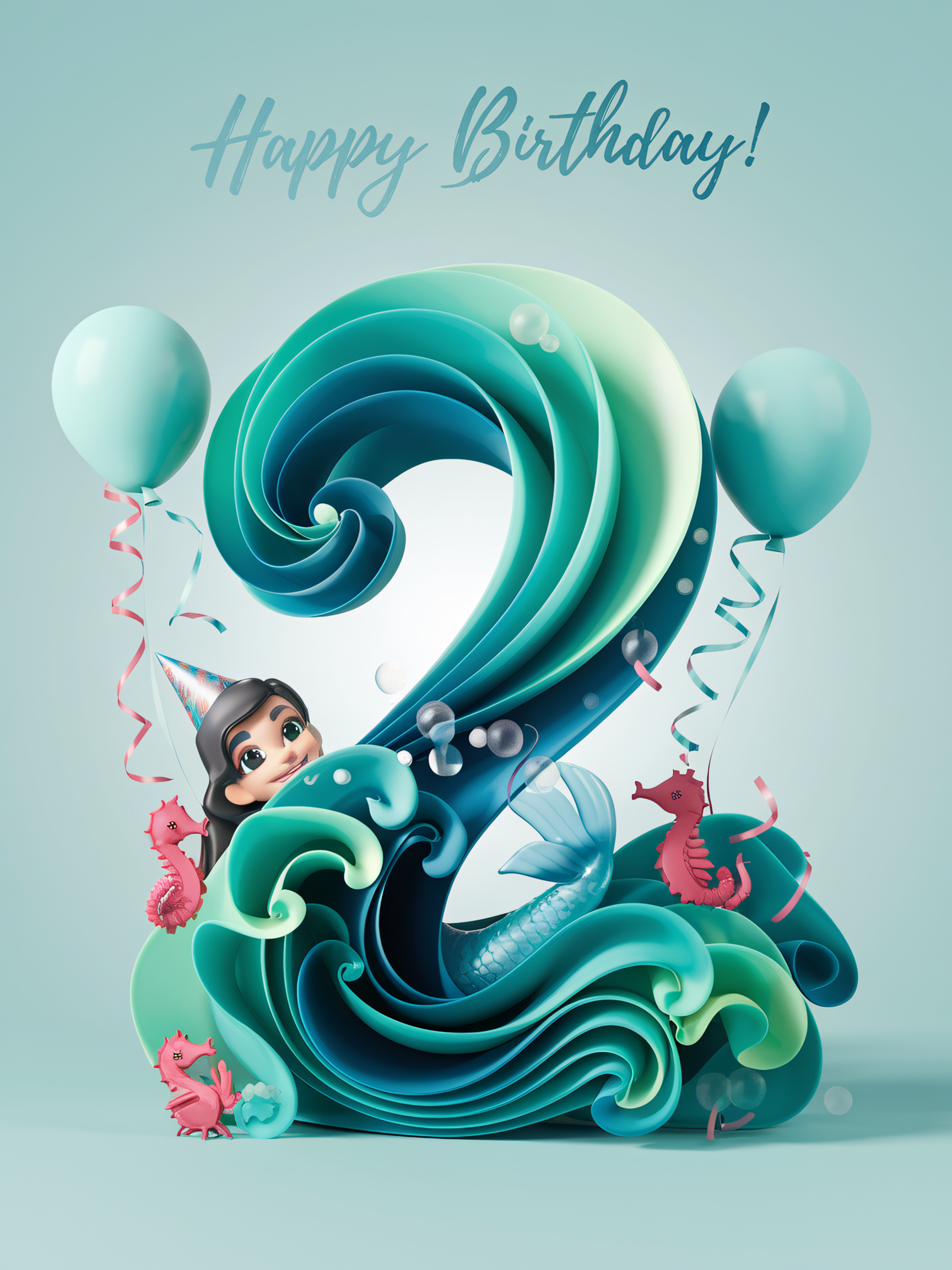 Second Birthday Mermaid Party Invitation