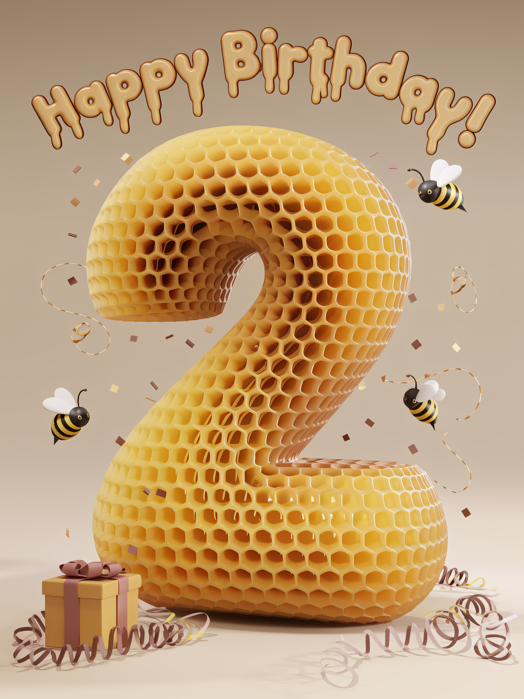 Honeycomb Two Birthday Card