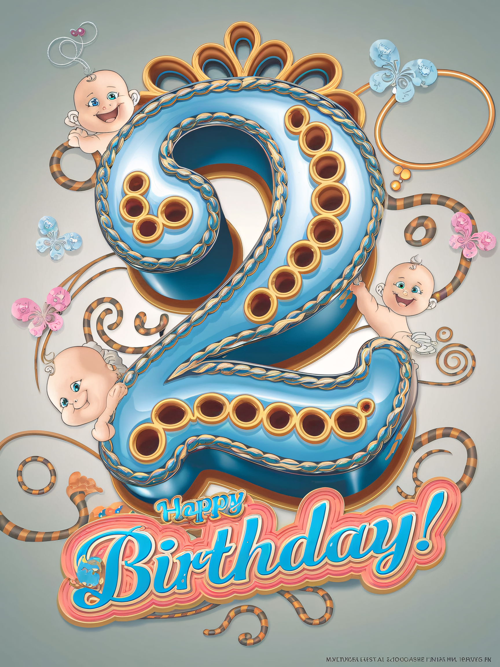 2nd Birthday: Whimsical 3D Number Two Cake Design