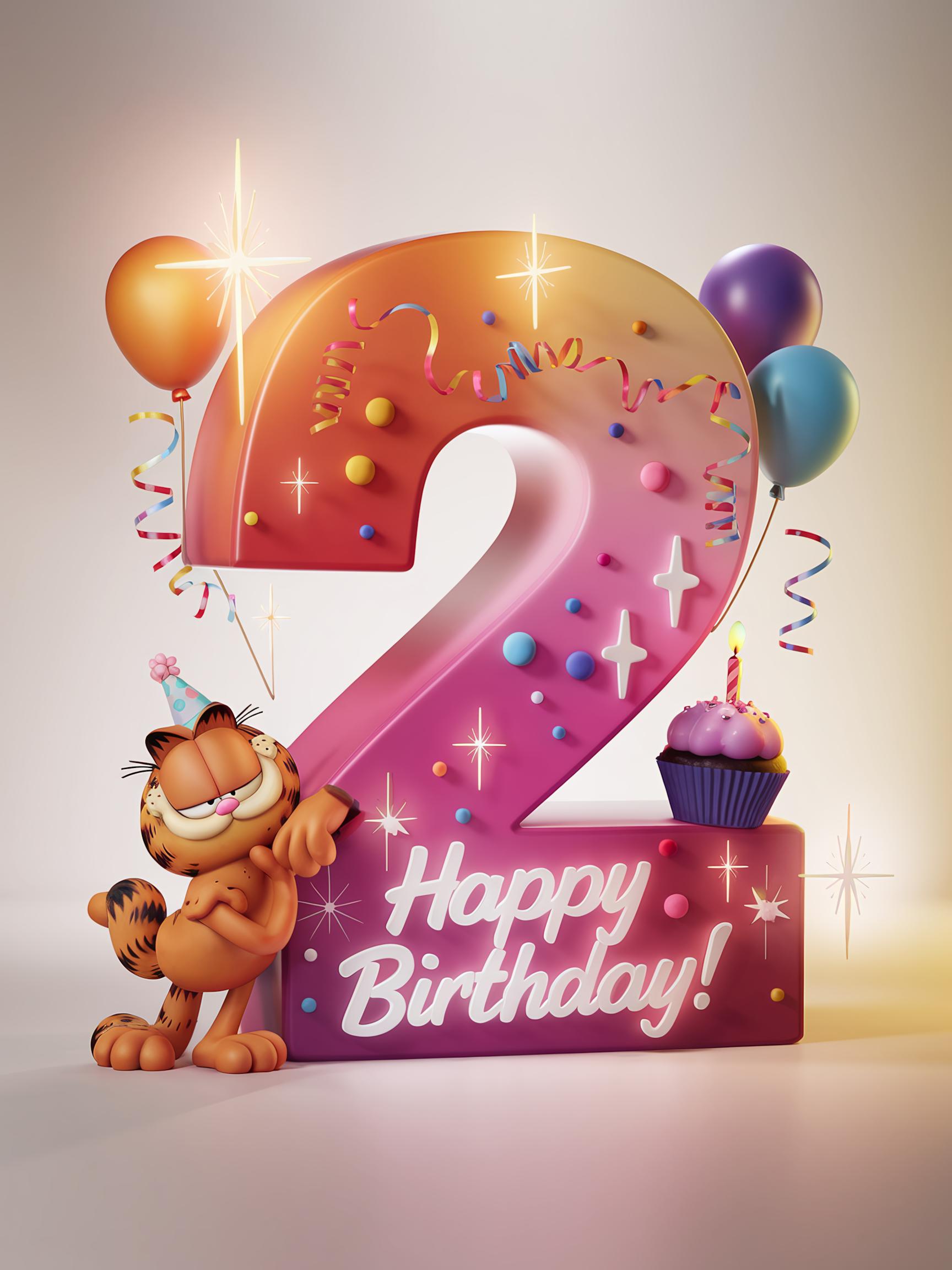 Garfield’s 2nd Birthday 3D Render